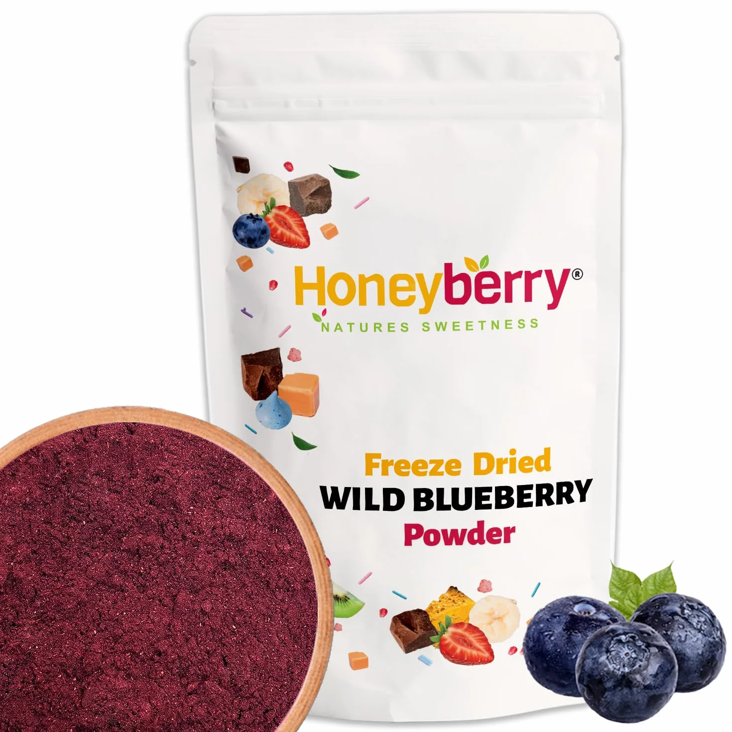 Polvo de Arándanos Silvestres Liofilizados 500g - Fruta Liofilizada en Polvo - Polvo de Arándanos Azules sin Azúcar - Colorante Natural Azul-Violeta - Para Repostería, Batidos, Yogur y Postres