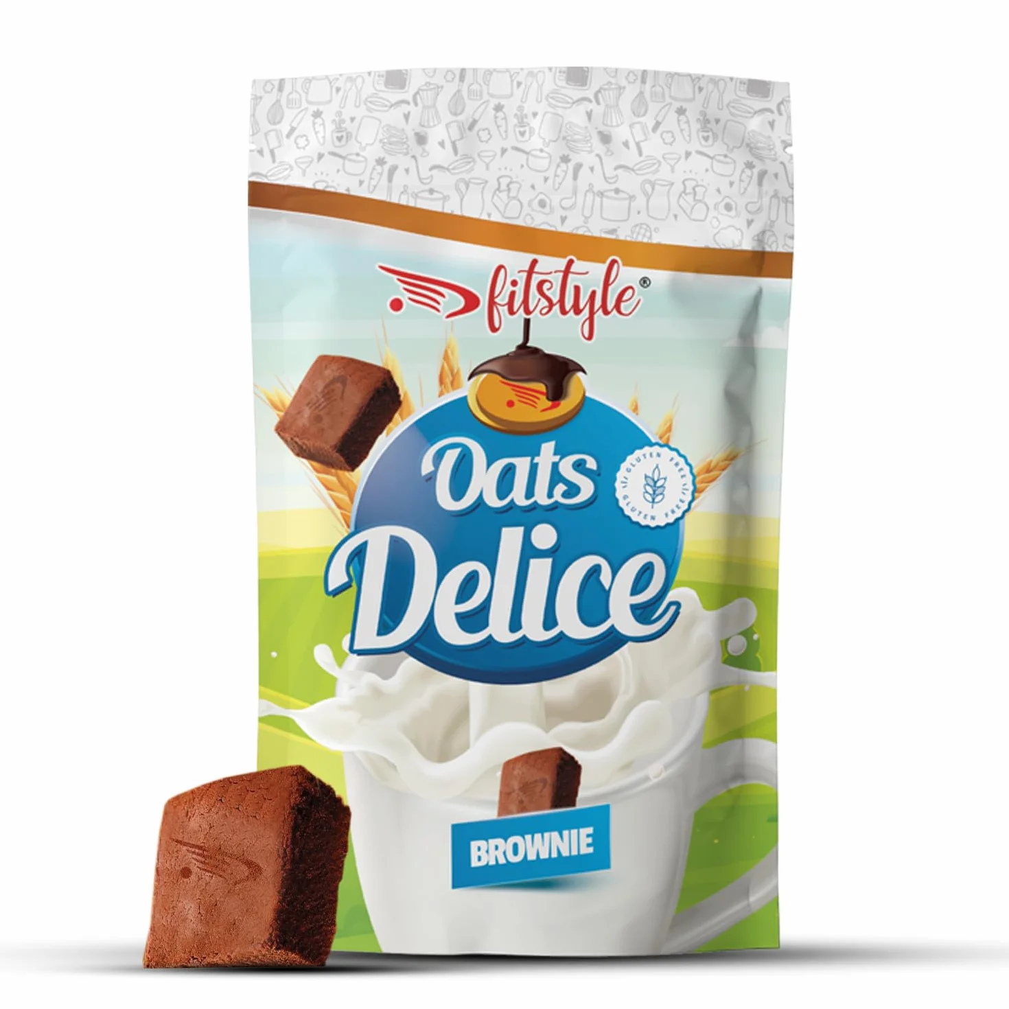 Harina de avena Integral SIN GLUTEN 500g sabor BROWNIE| Para recetas | Sin azúcar añadido y fuente de fibra | Mantiene el sabor