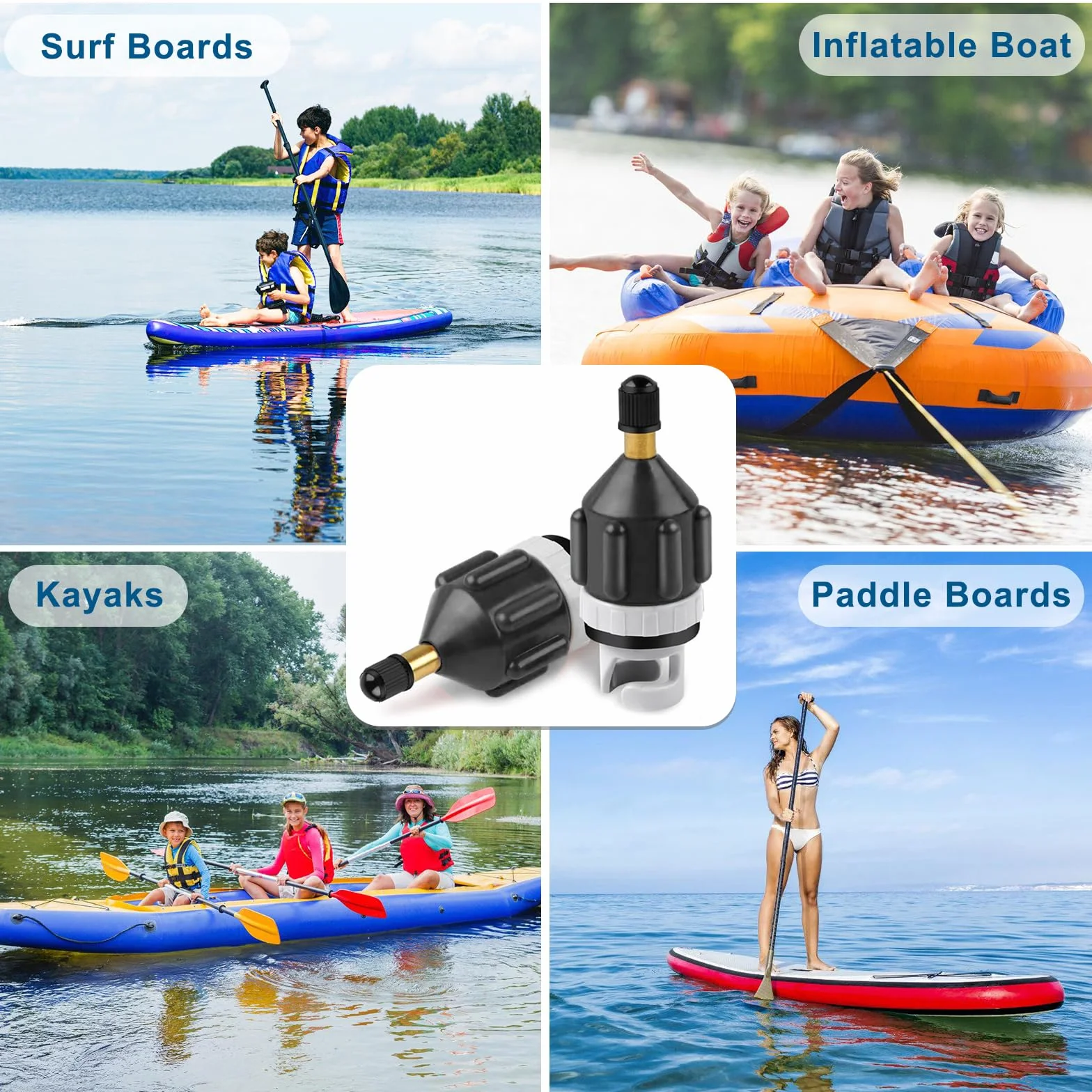 Adaptador Paddle Surf Inflador 2 Piezas para Bomba SUP Tabla Kayak Colchón Aire