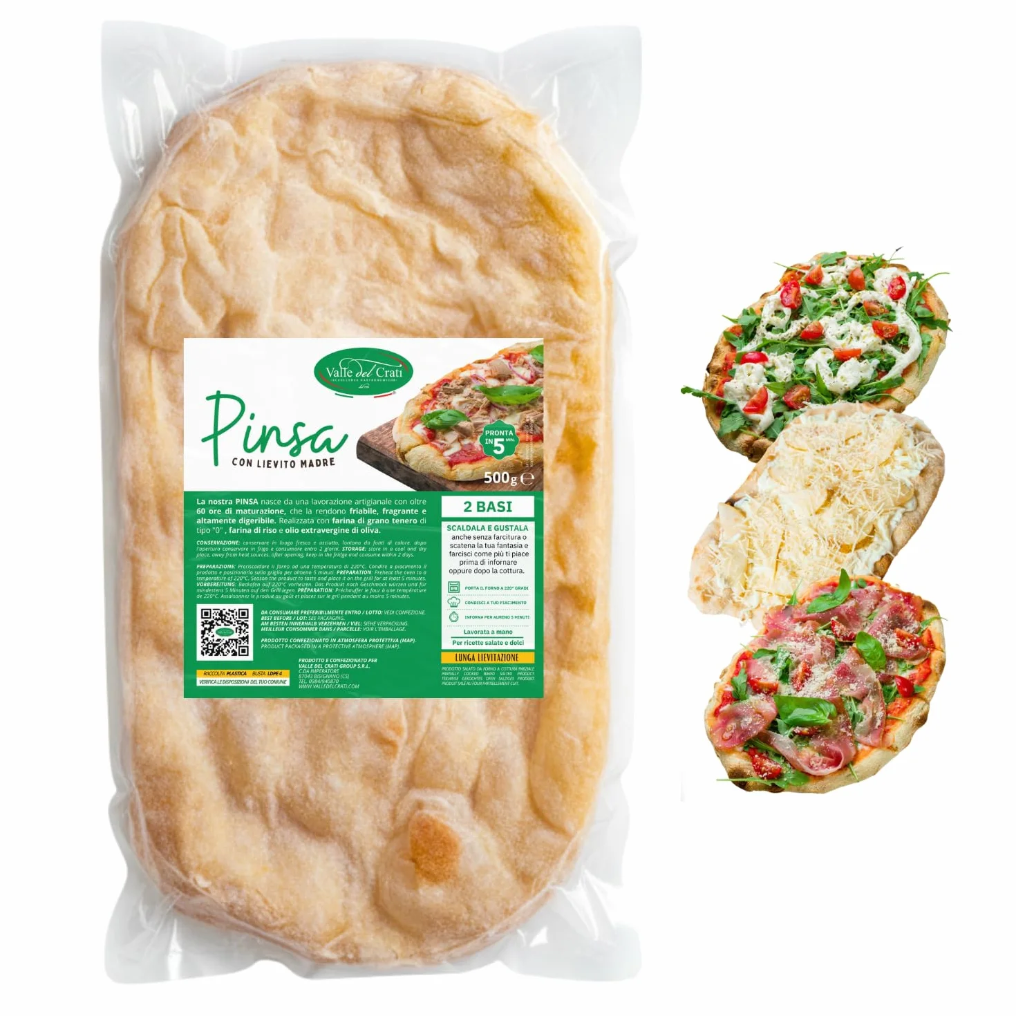 Pinsa Precocida Artesana 12 Bases | Pinsa Lista en 5 Minutos, Levadura Larga, Producto Italiano | Bases de pinsa de 250 gramos cada una