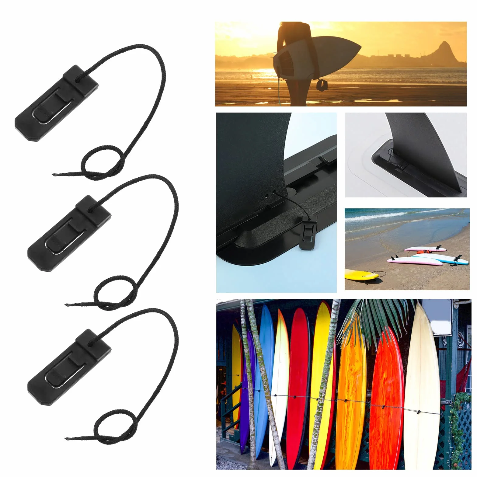 Abrazaderas para tabla de surf, clips de aleta, 42 x 14,5 x 6 mm
