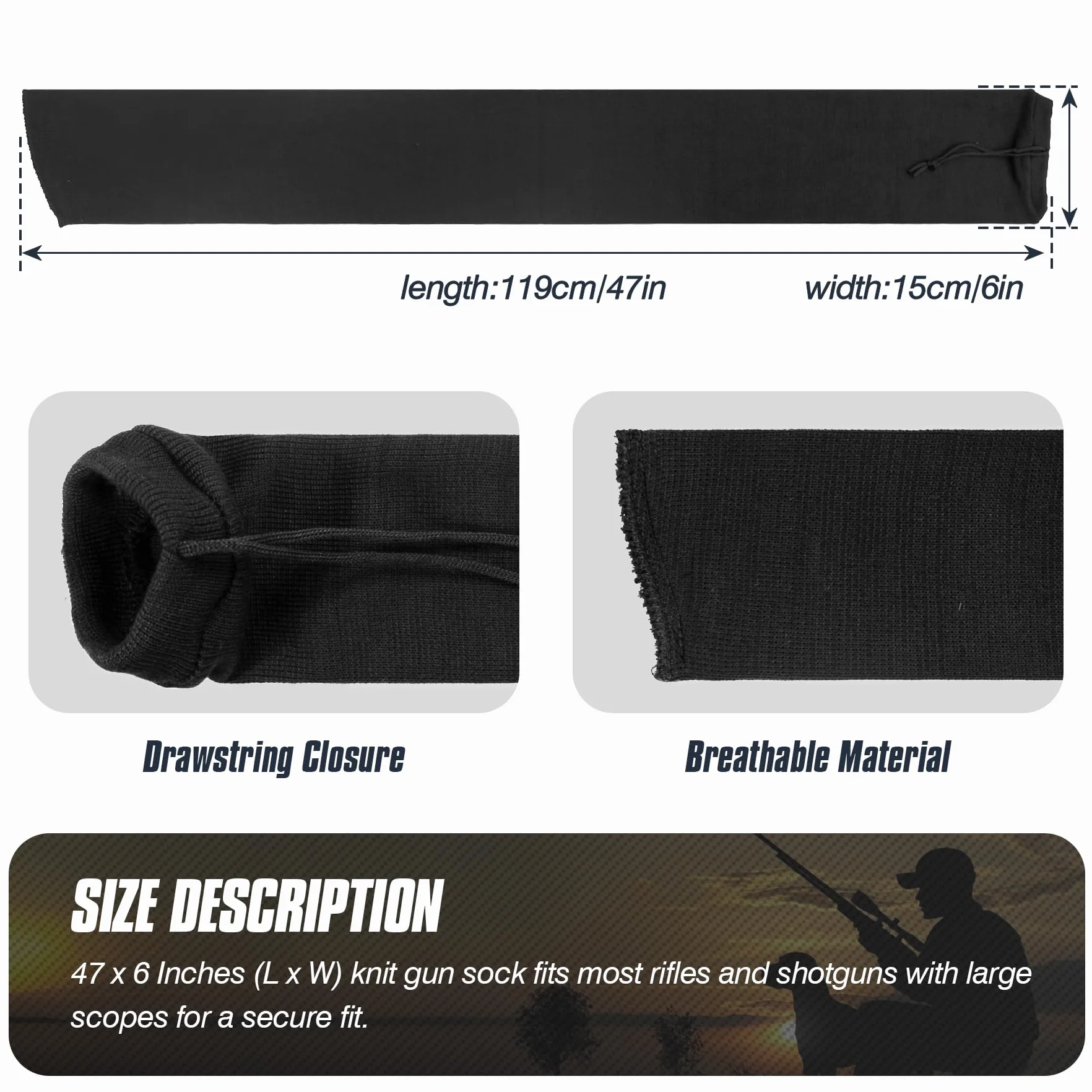 VicBre Funda para Rifles y Escopetas con Visores Silicona Tratada 119,4 x 15,2 cm