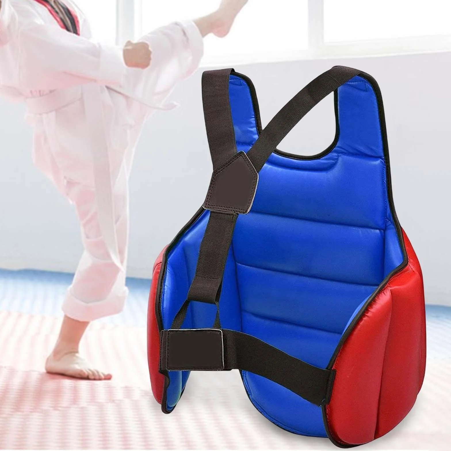 Kowaku Reversible Taekwondo Protector Chaleco Almohadilla de Protección Cuerpo Boxeo Karate Pecho Punzonado Pesado Adultos