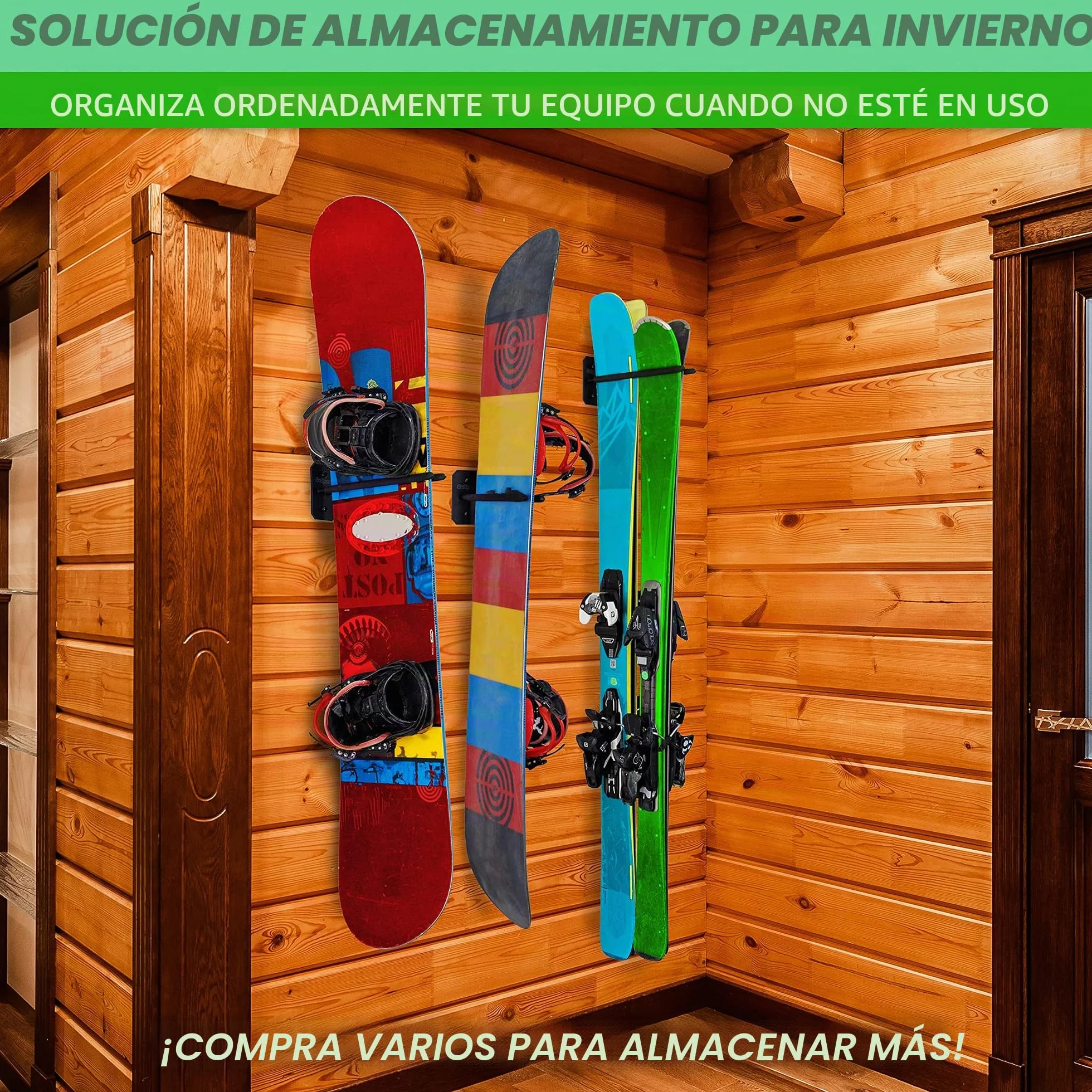 Estante de Almacenamiento para esquí y Snowboard montado en la Pared, 2 u 8 tamaños