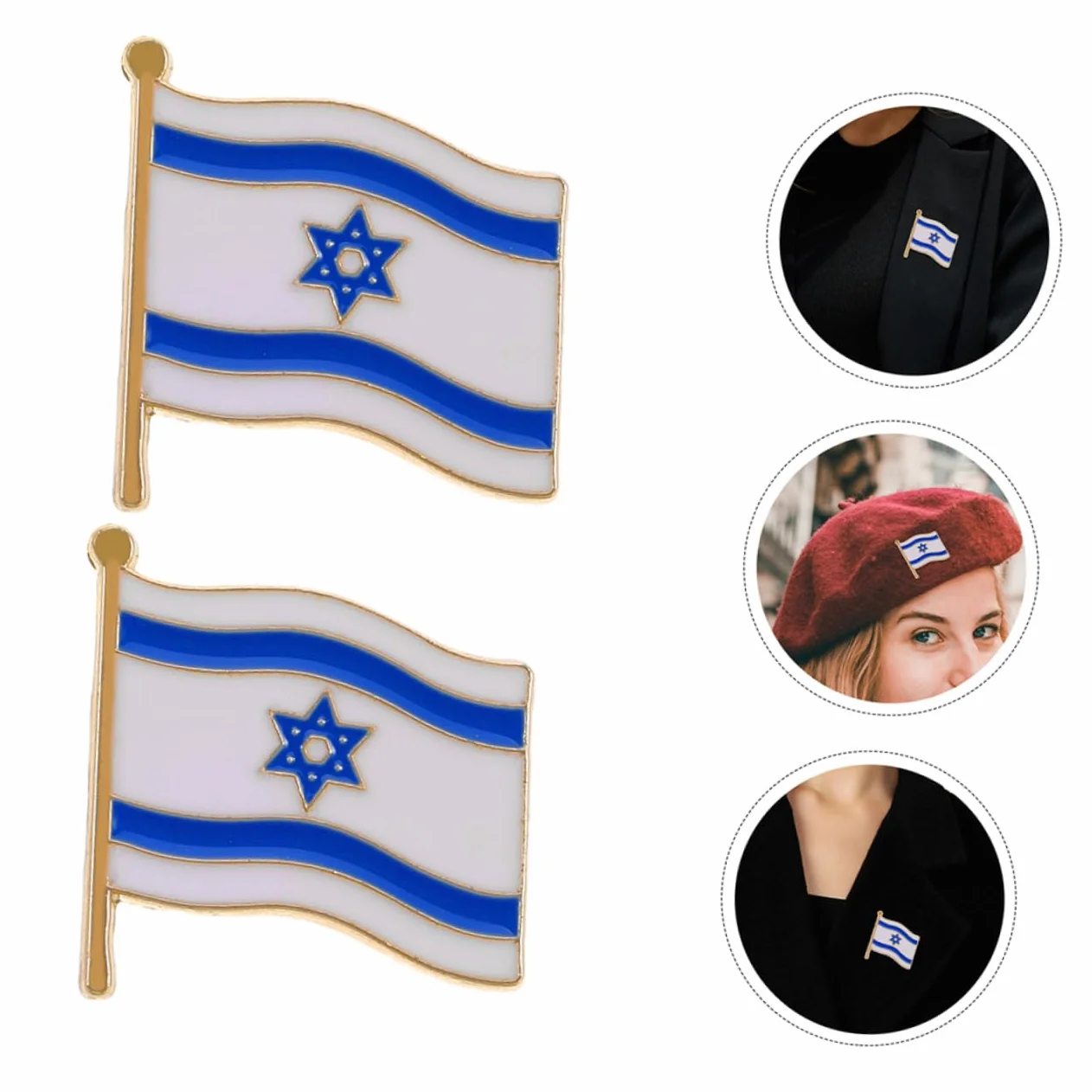 ibasenice Broches de Aleación Bandera de Israel Set de 3