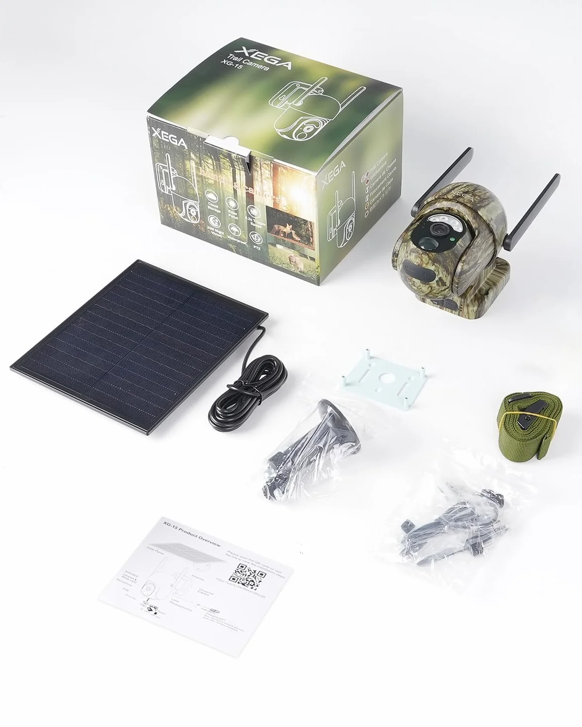 Xega 4G LTE Cámara de Caza Solar 2K PTZ, PIR Detección, Visión Nocturna Color, IP65