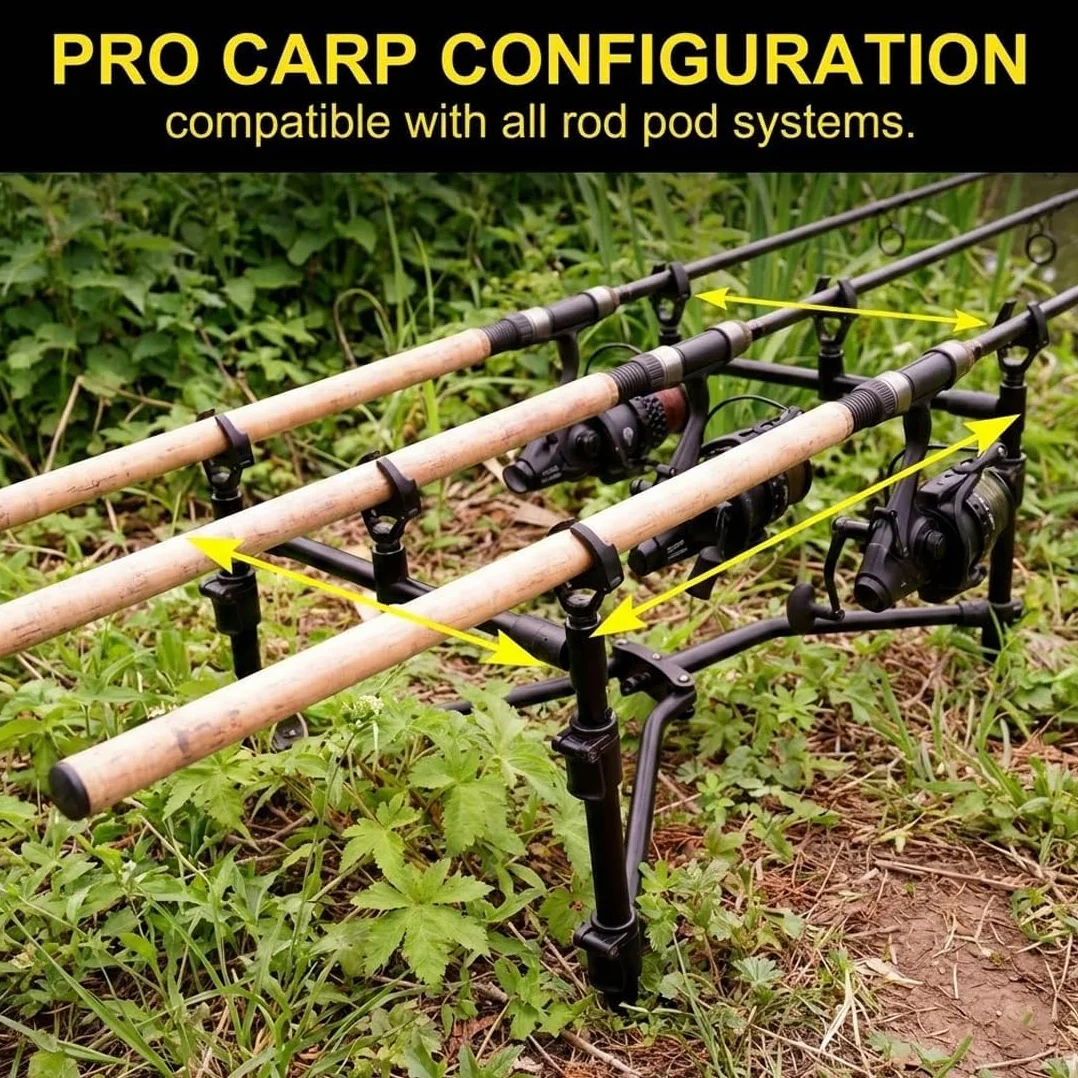 Cabeza de soporte con rosca de tornillo para cañas de pescar carpfishing 2 piezas Negro
