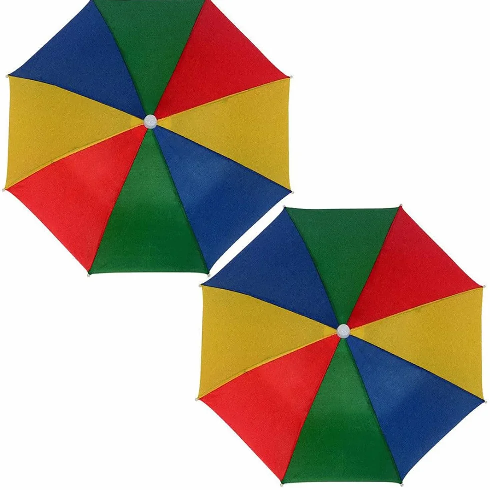 Sombreros de Paraguas 2 PCS Gorras de Paraguas Arco Iris Ajustable para Adultos Niños