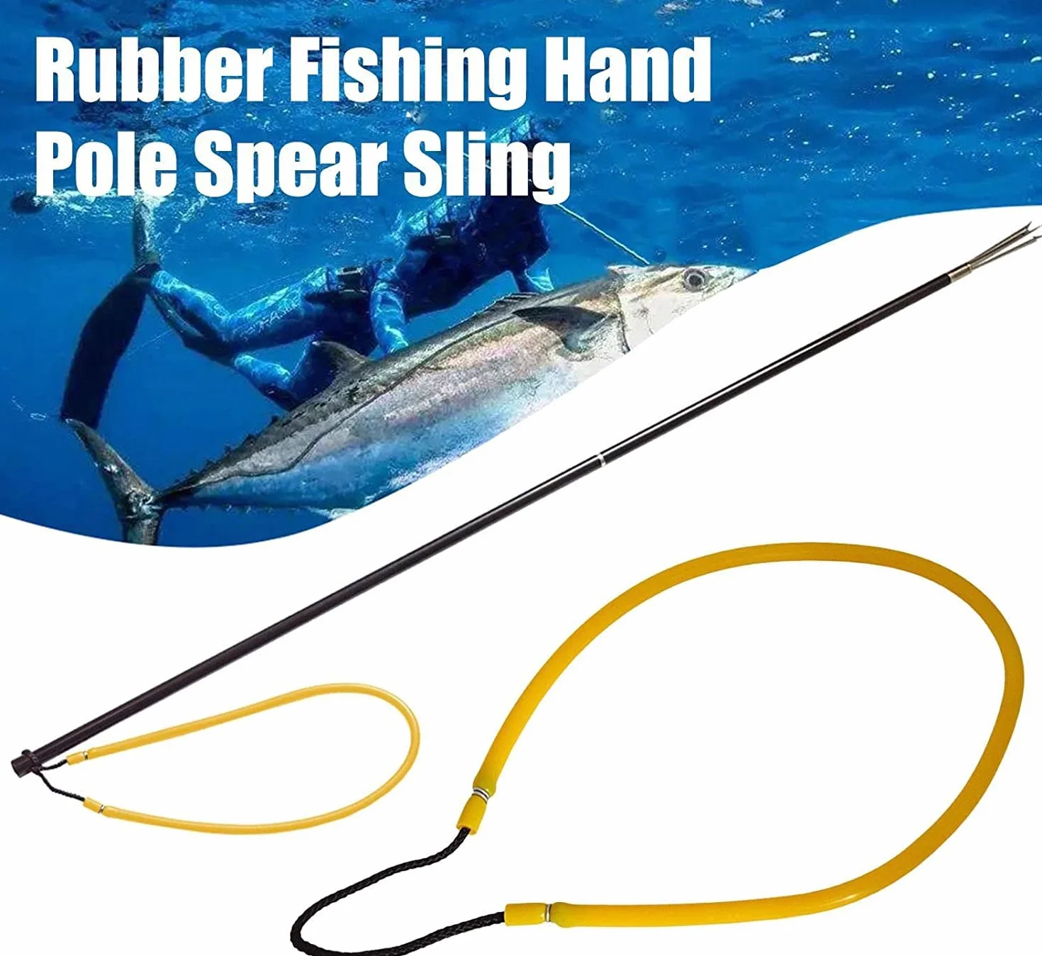 ZALTAS Eslinga Hawaiana de Goma para Pesca Submarina Resistente, Arpón de Expulsión Rápida (Amarillo)