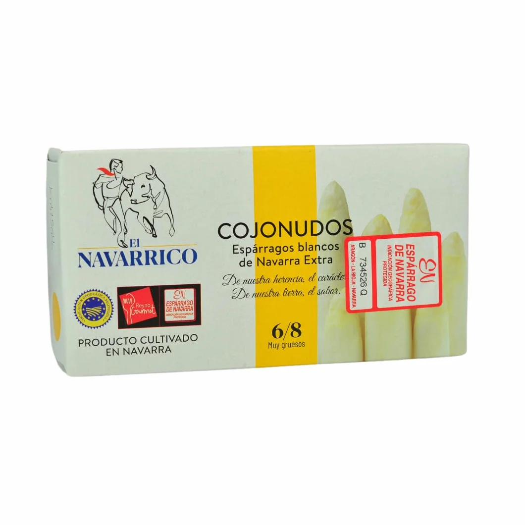 El Navarrico - Espárragos Blancos Gruesos de España | Sin Gluten y Sin Alérgenos | Sabor Único | Espárragos de Navarra | Pack de 6 (250g)