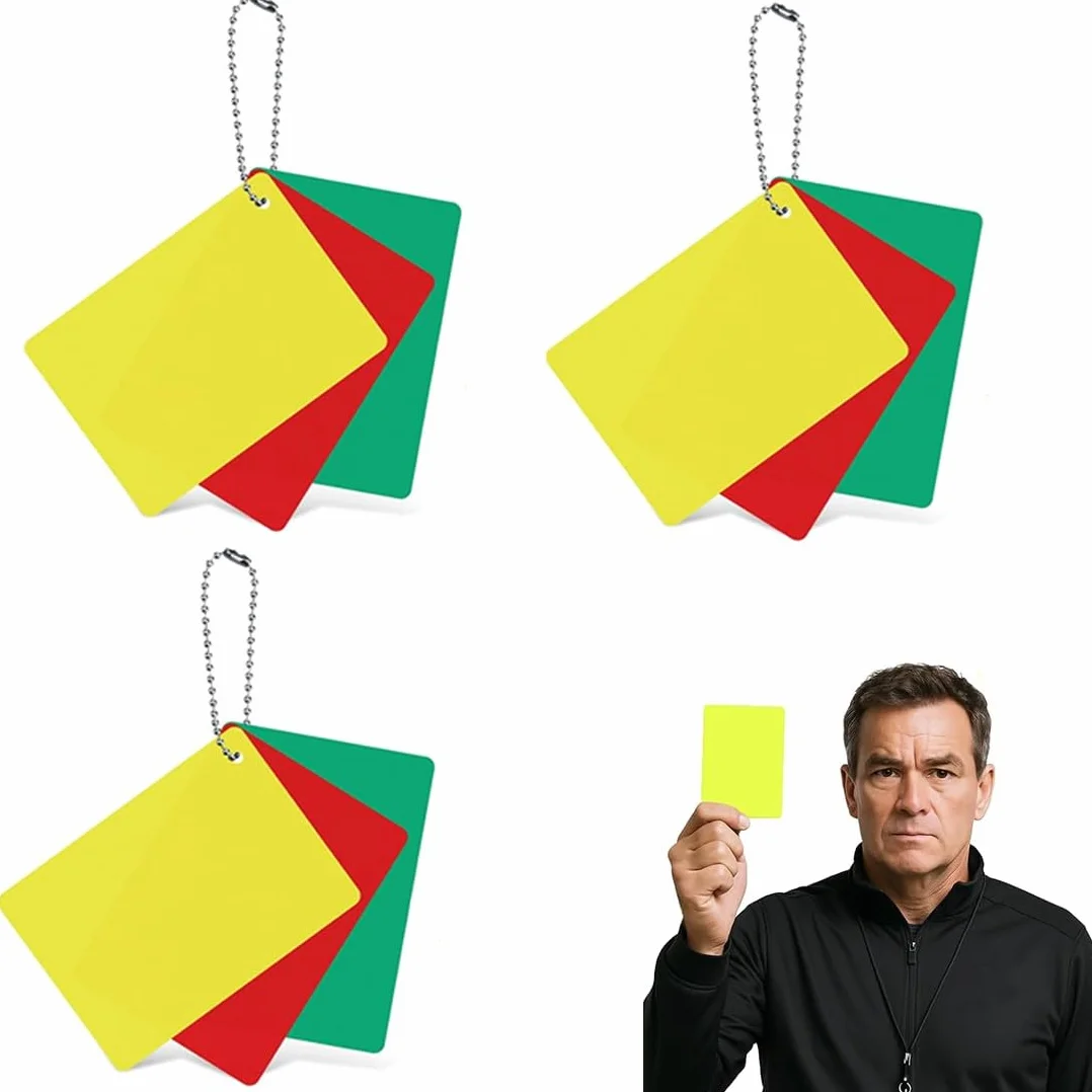 Juego de 9 Tarjetas de Árbitro de Fútbol Verdes Rojas y Amarillas para Deporte Escolar