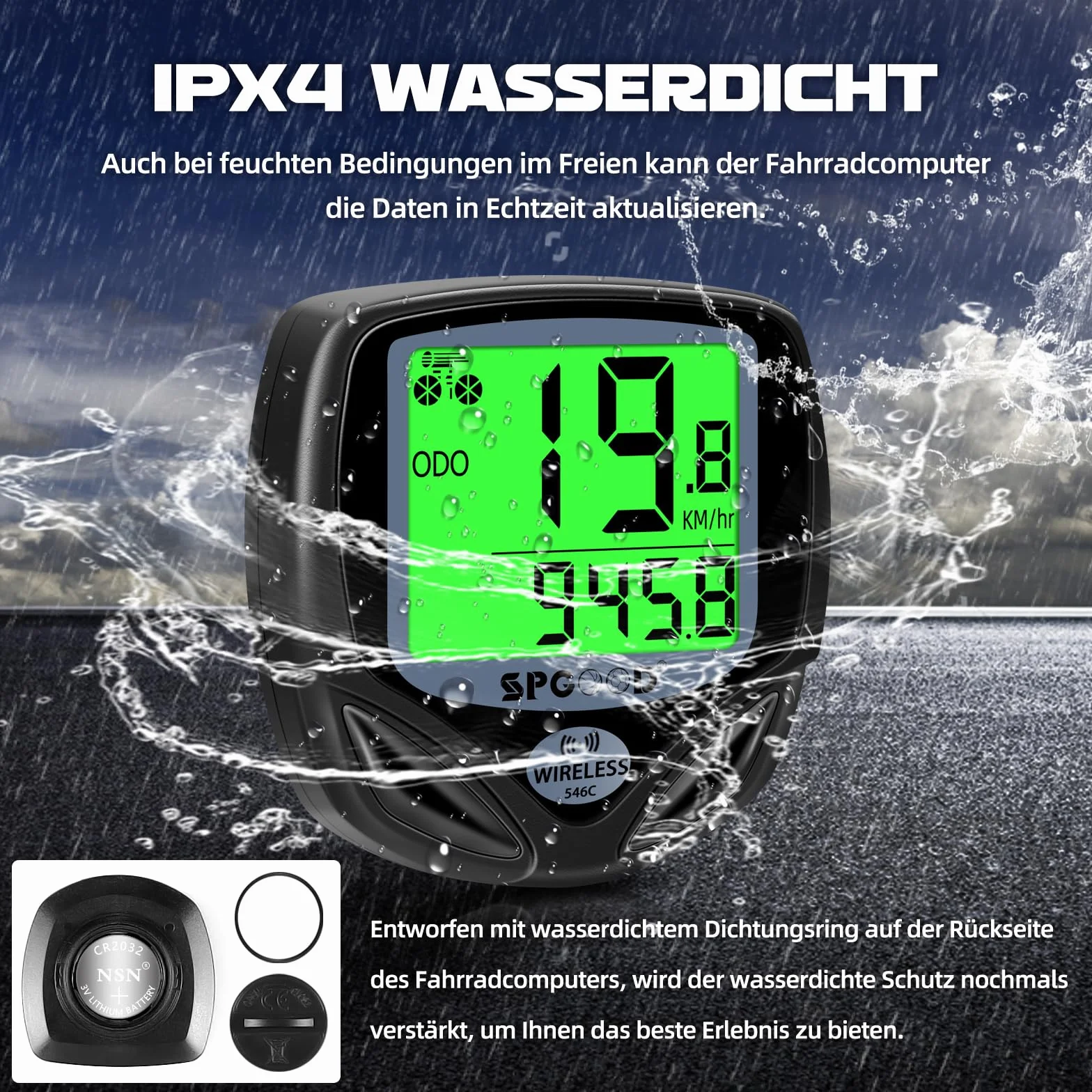 SPGOOD Cuentakilómetros Bicicleta IP54 Resistente Al Agua 19 Funciones Velocímetro con Pantalla Retroiluminada