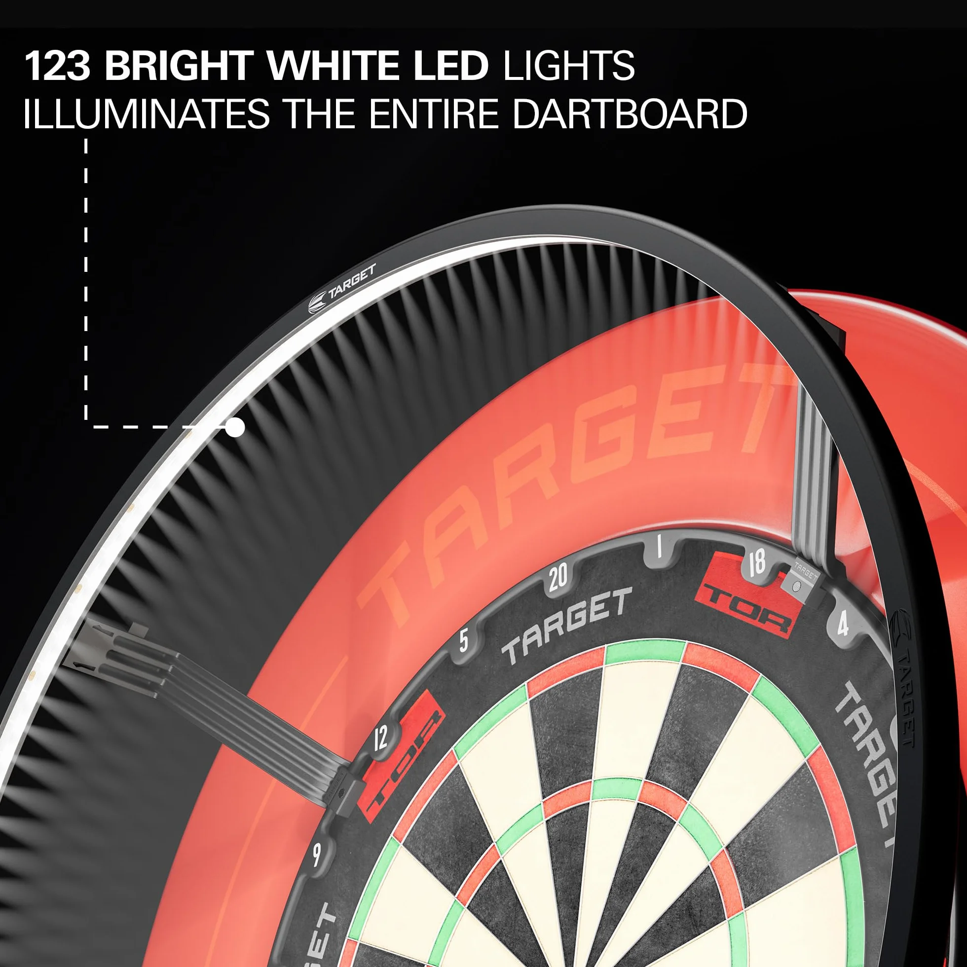 Target Darts Corona Vision Dartboard System Iluminación LED Blanco con Pies Magnéticos