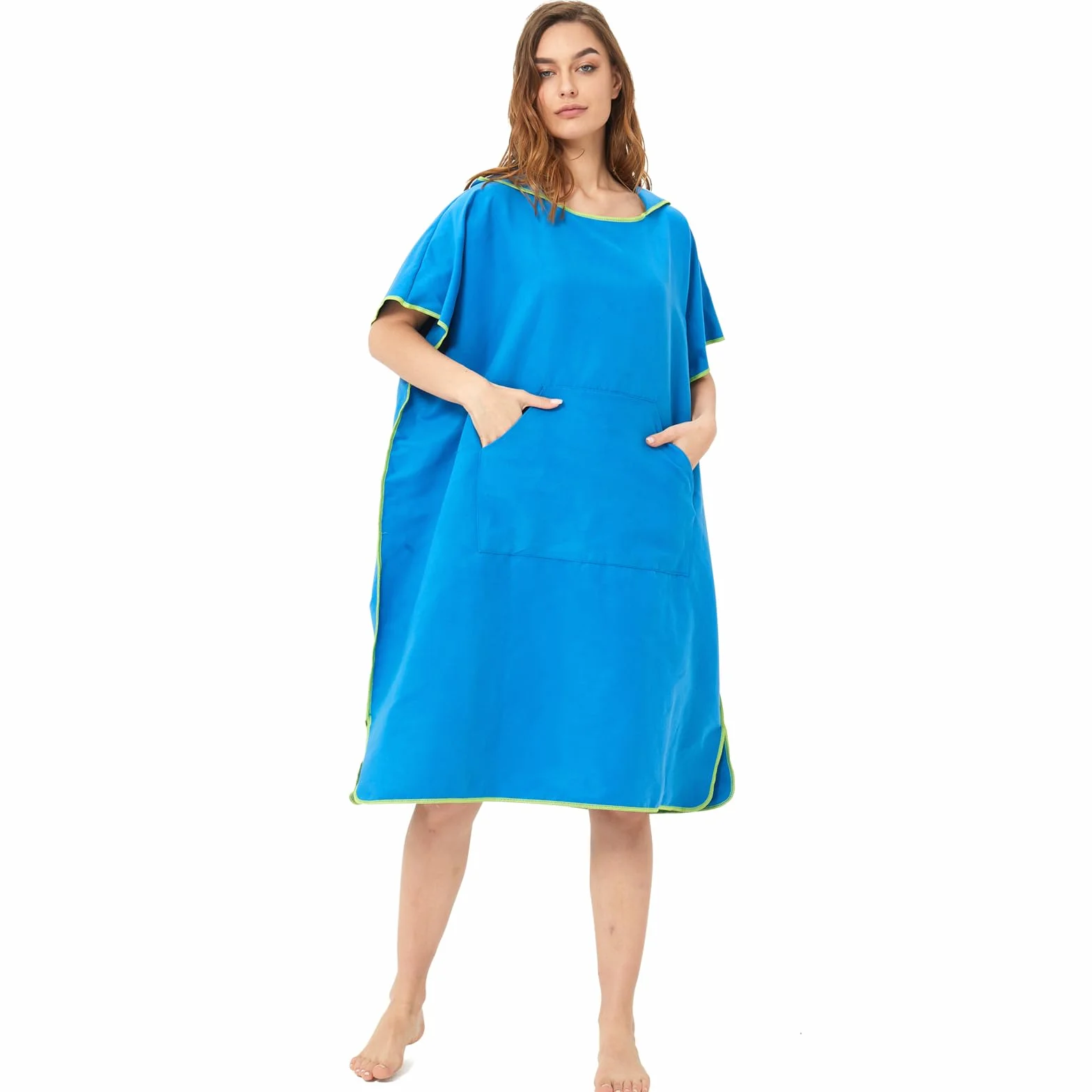 Poncho de Surf Microfibra 110x90 cm Toalla con Capucha y Bolsillo para Adultos