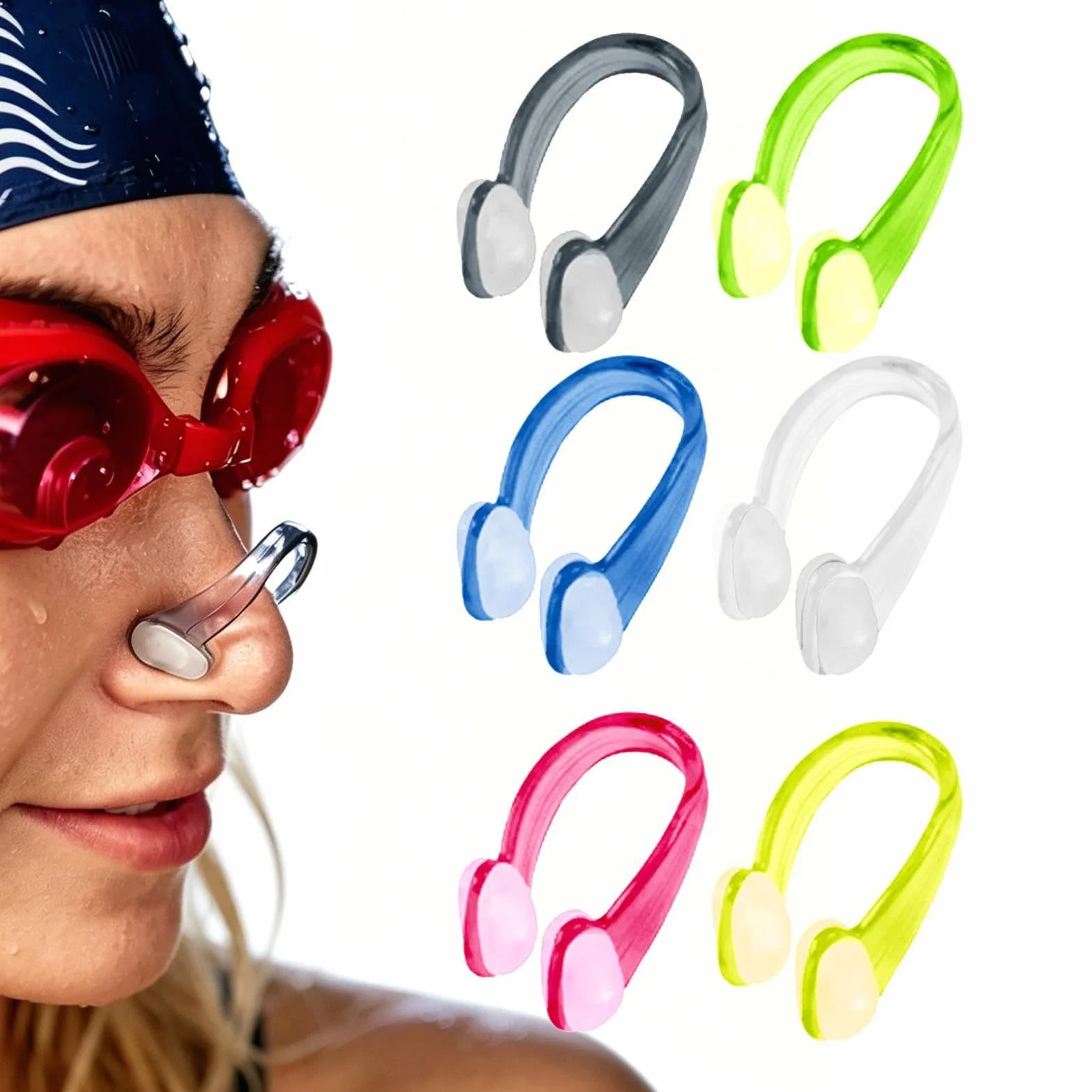 Clip Nasal de Silicona Impermeable Antideslizante 6 Piezas para Buceo, Natación, Deportes Acuáticos