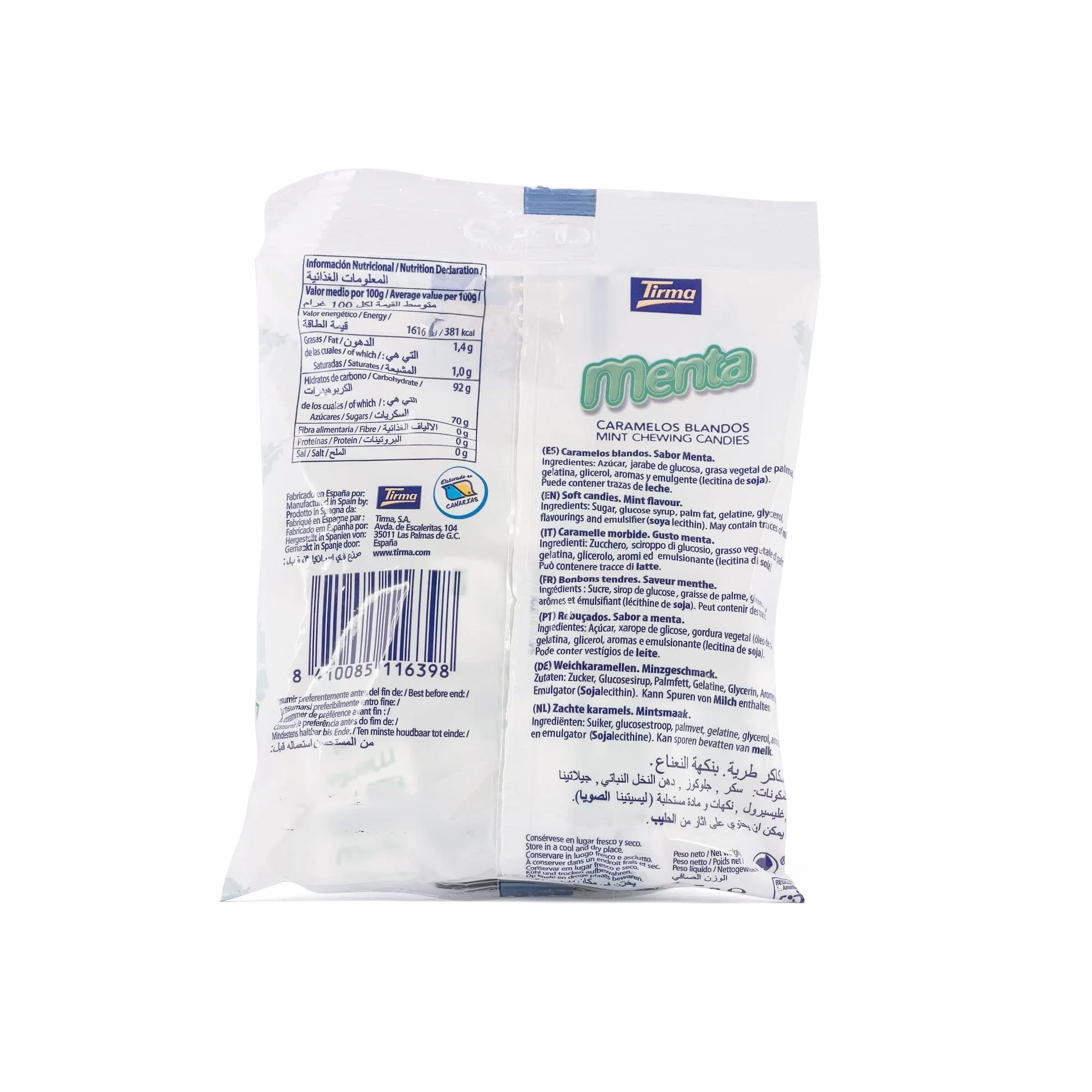 Tirma Caramelos de Menta | Caramelos Masticables de Menta | Caramelos sin Gluten | Bolsa de Golosinas de Menta Blandos | Envasados Individualmente | 125 g