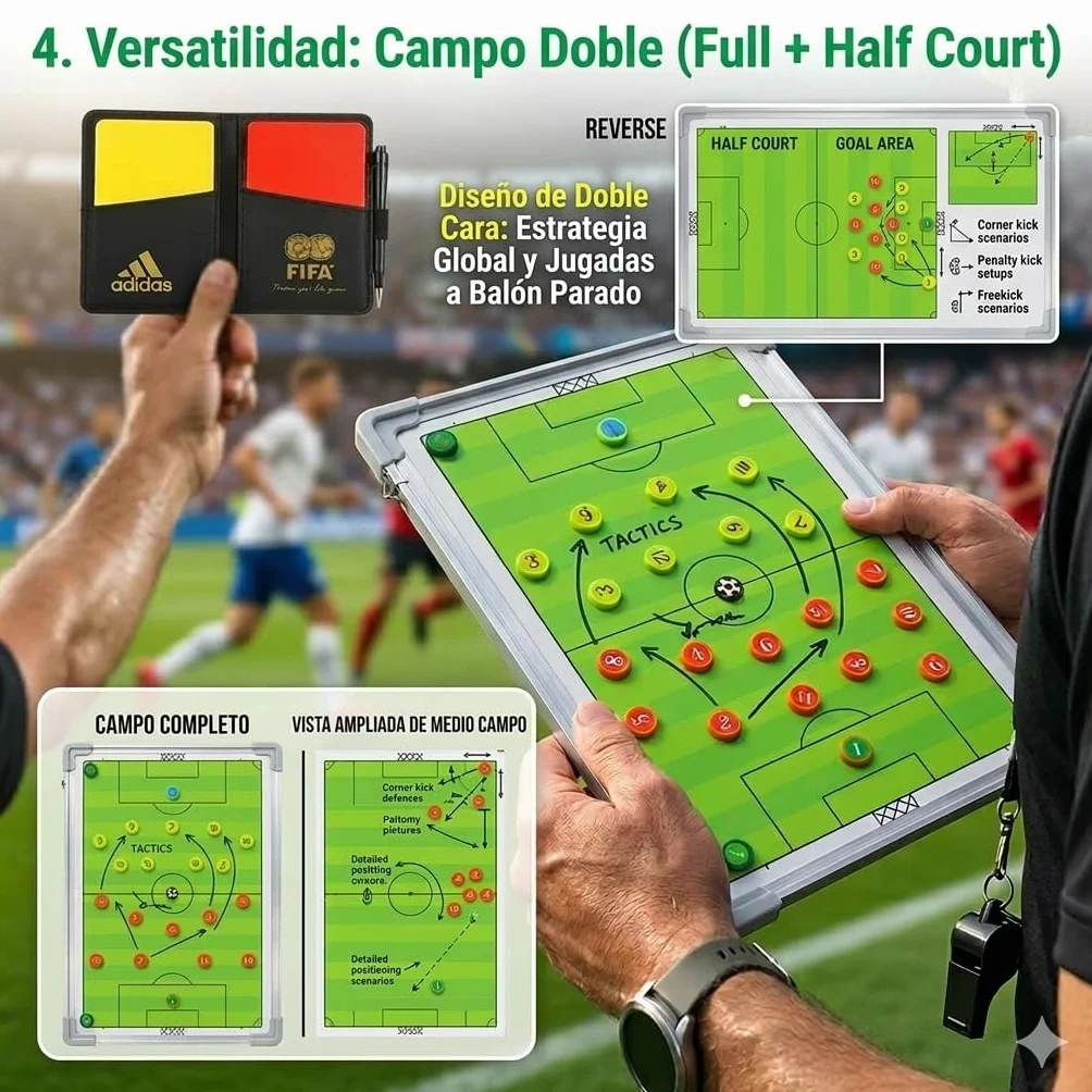 CREADY Pizarra Entrenador de Futbol 44x31cm Carpeta Táctica Magnética con Fichas