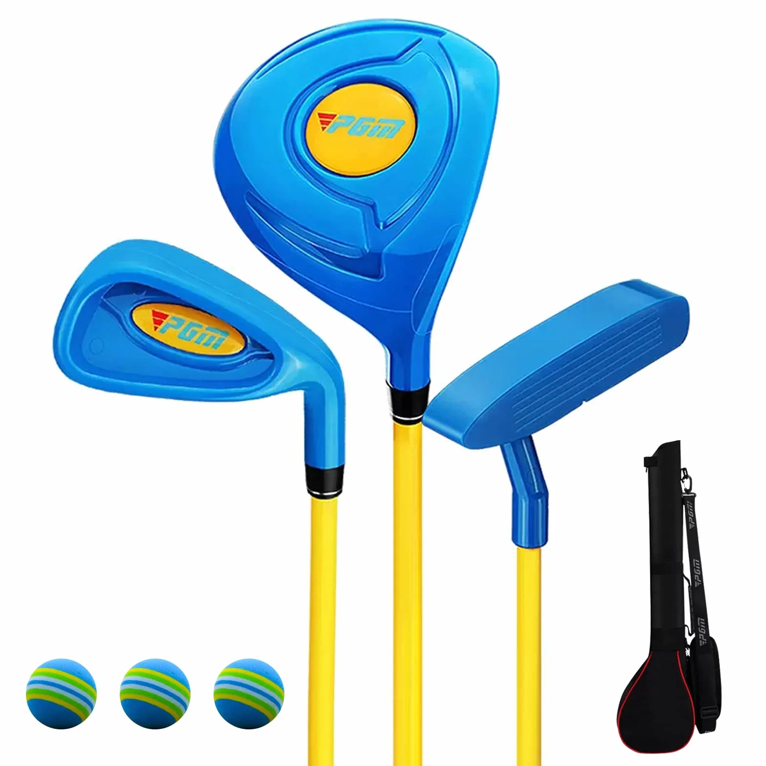 PGM Juego de palos de golf para niños 3 piezas madera hierro putter entrenamiento