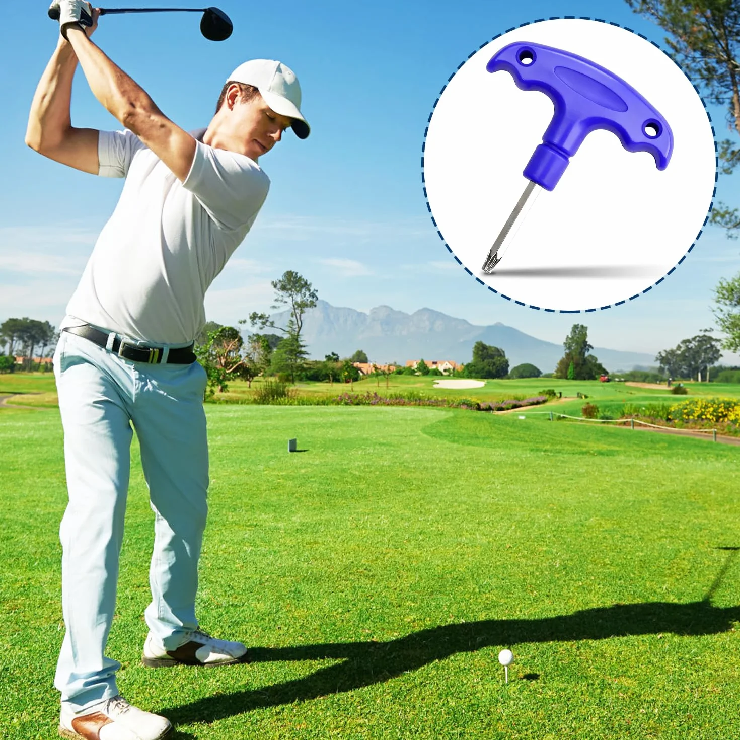 Llave Dinamométrica de Golf Herramienta Ajuste Acero Inoxidable Mango Plástico Llave Púas Accesorio Palos Golf Azul