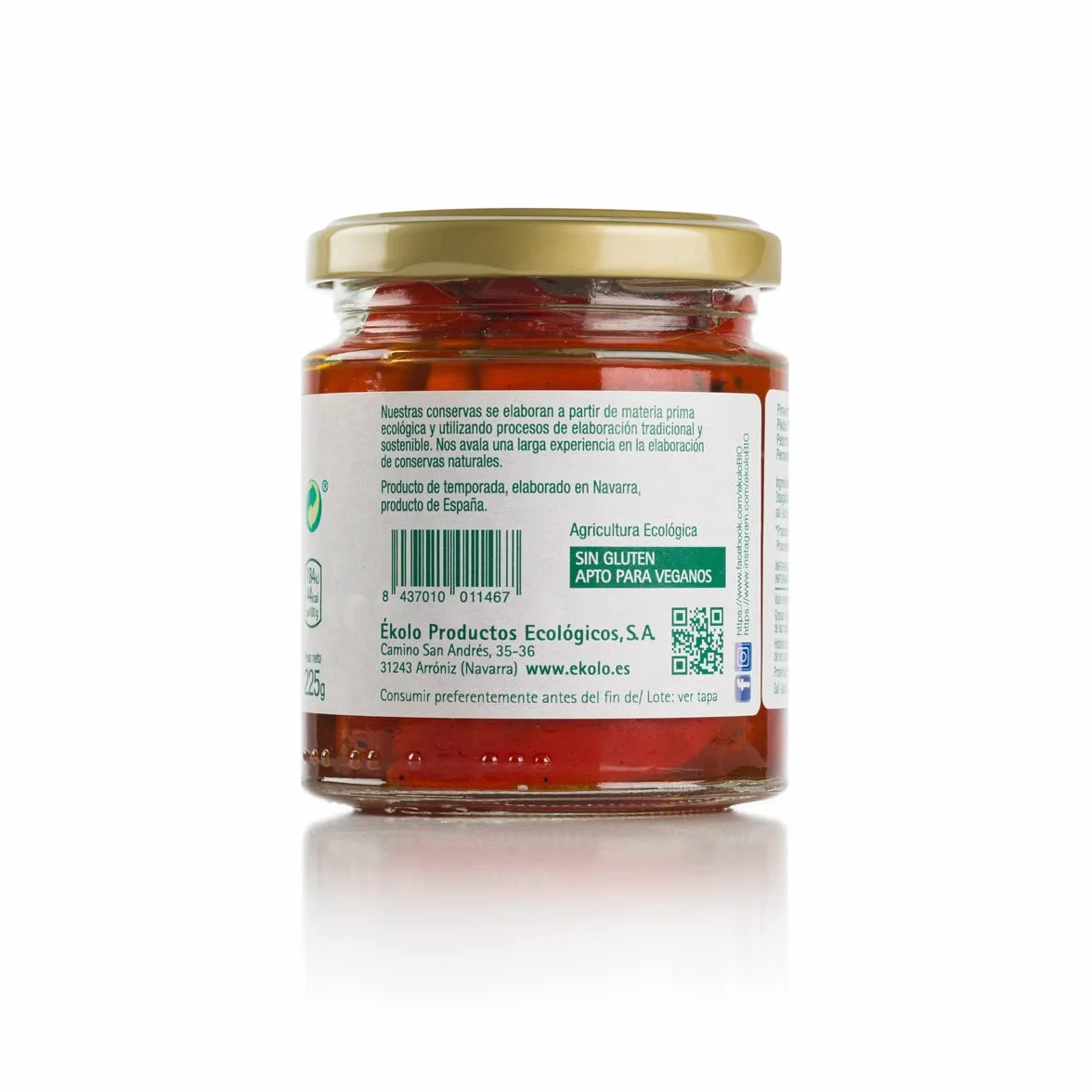 Ekolo Pimiento Del Piquillo Extra Entero Bio, 6 Tarros, 225g 1350g