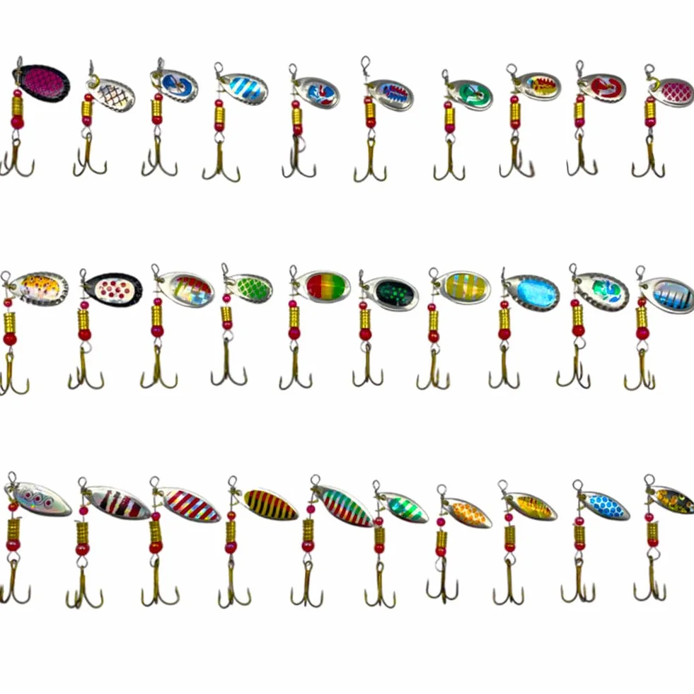 FedMois 30 Piezas Cucharillas Pesca para Trucha Lucio Perca Kits de Señuelos con Caja de Plástico