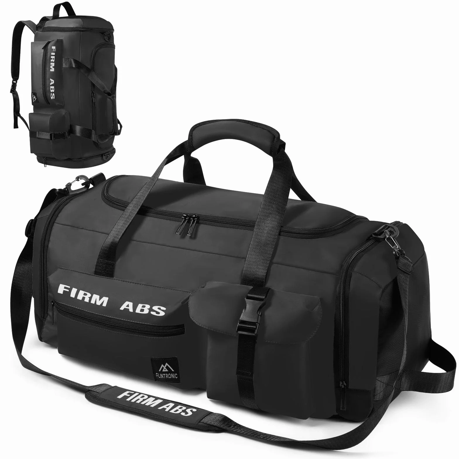 Flintronic 65L Bolsa Deporte Gimnasio Viaje Impermeable con Zapato Separada Seco y Humedo Negro