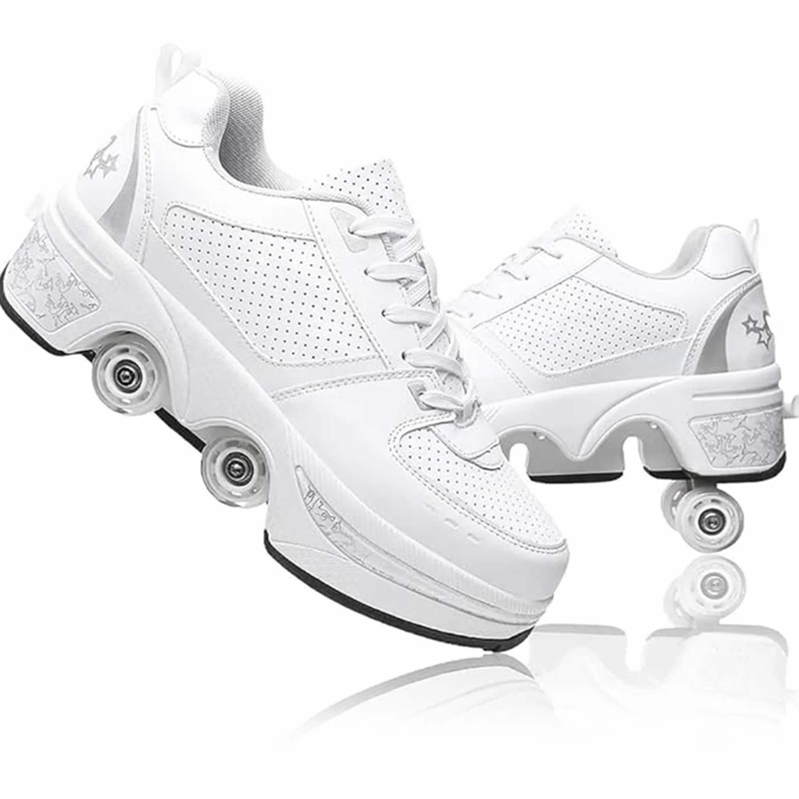Zapatillas con Ruedas Ajustables Patines de 4 Ruedas para Jóvenes y Adultos