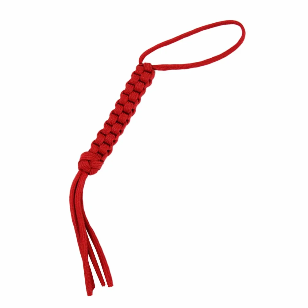 Colgante de cuchillo tejido de paracaídas rojo, cordón duradero para cuchillos y linternas