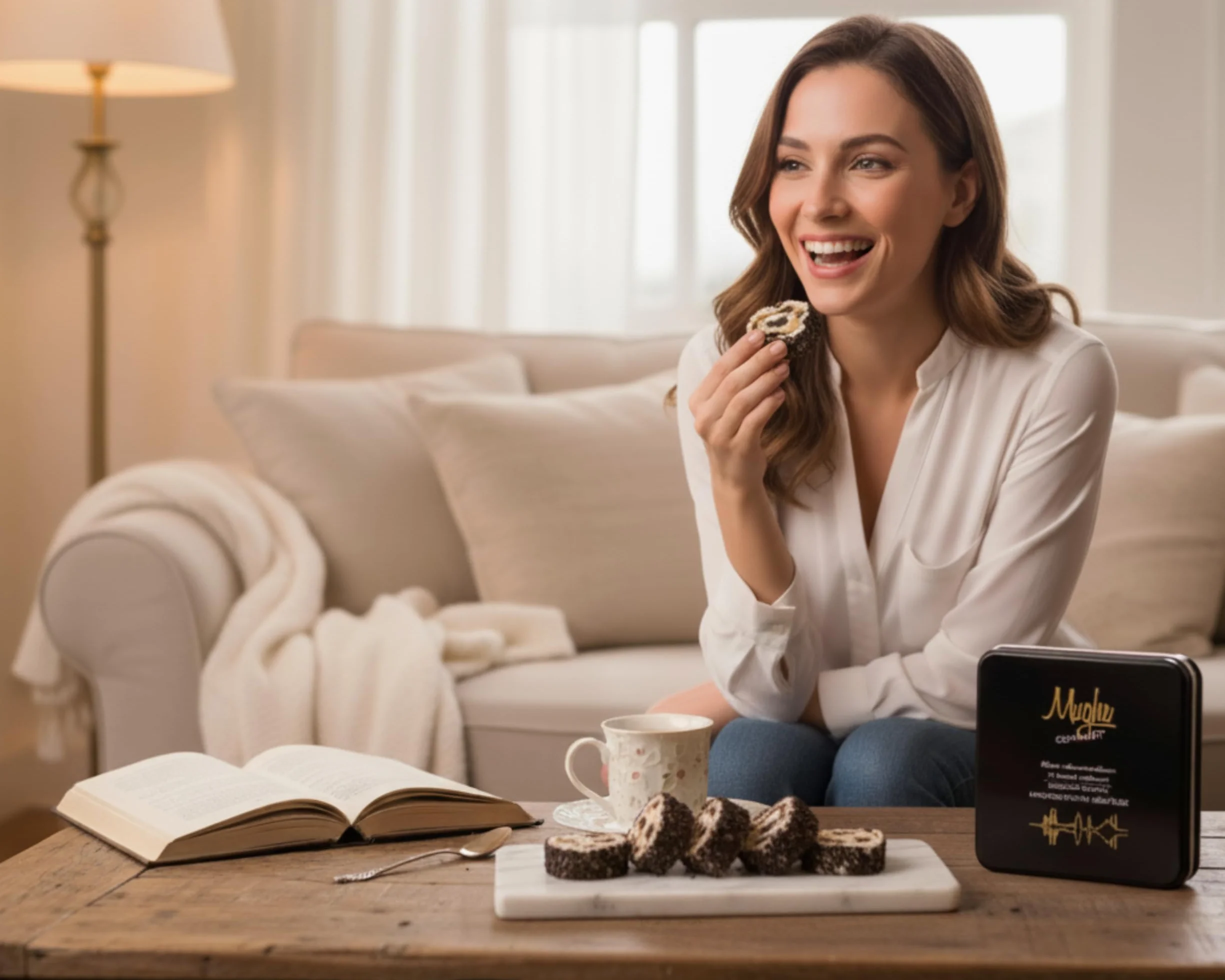 Mughe Gourmet Lokum Delicia Turca de Crema de Galleta Sándwich de Cacao – Lata de Regalo de 350 g