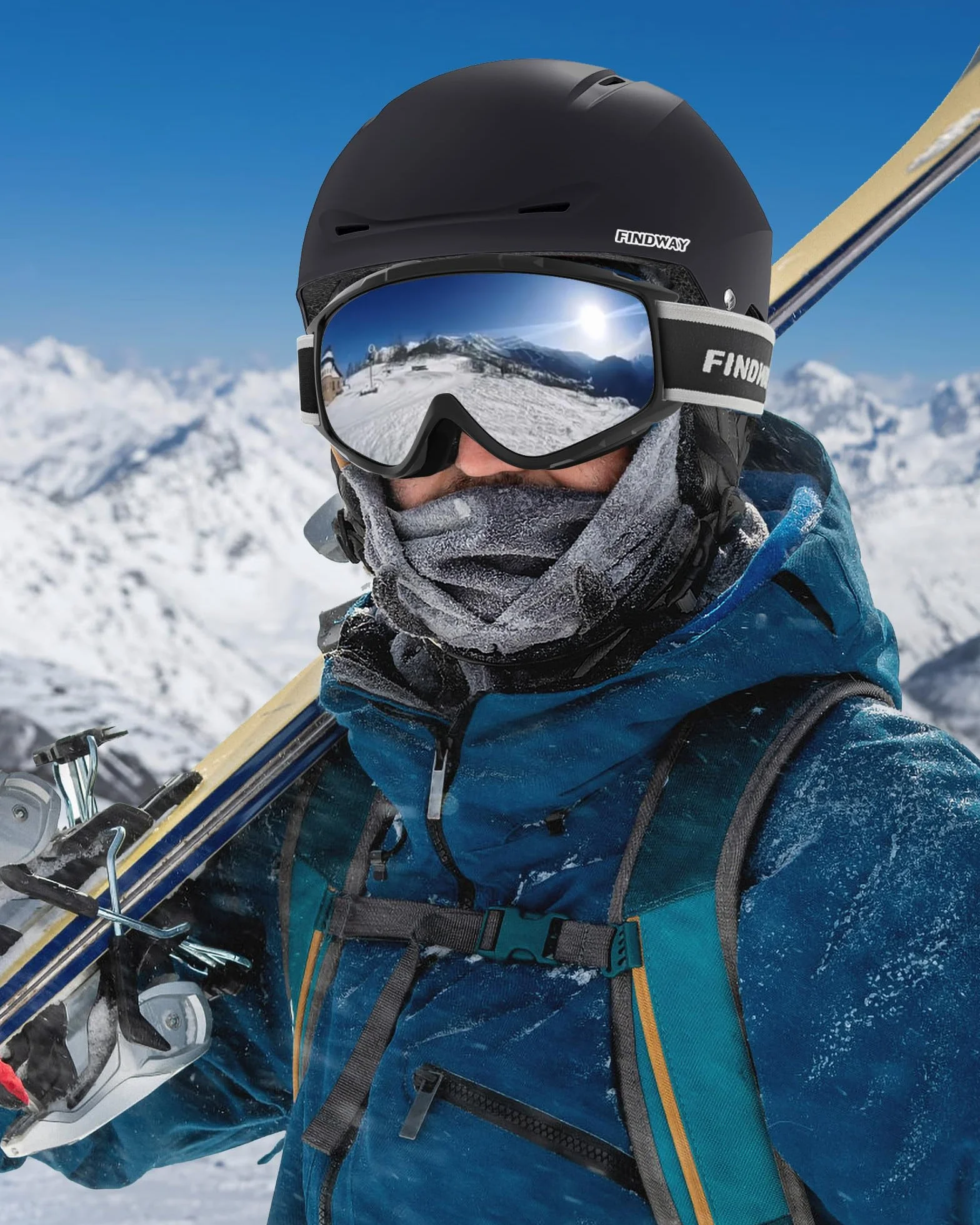 Findway Kit Casco Esquí con Gafas Esquí Snowboard Hombres Mujeres Jóvenes