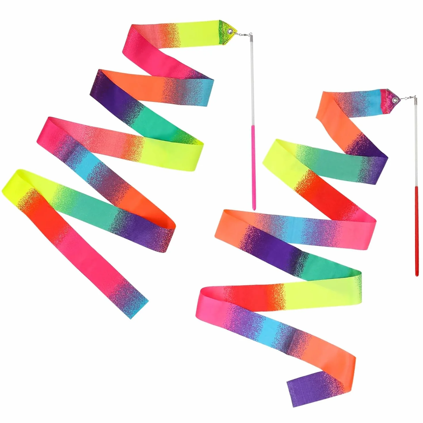 Cintas de Gimnasia Multicolores 2 Metros para Danza, Gimnasia Rítmica, Circo, Ejercicios de Suelo, Competición