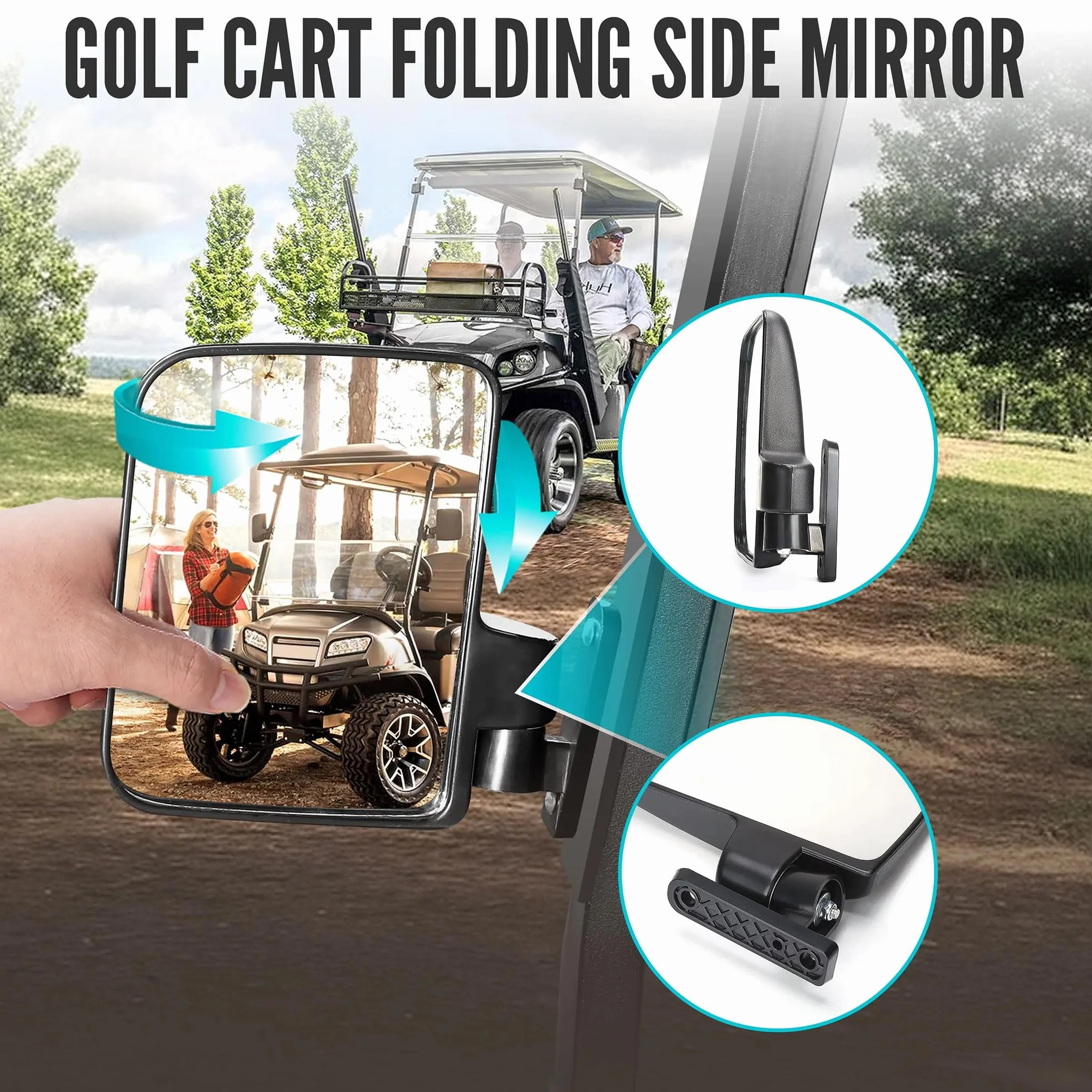 Espejos laterales de carrito de golf para Club Car EZ-GO Yamaha