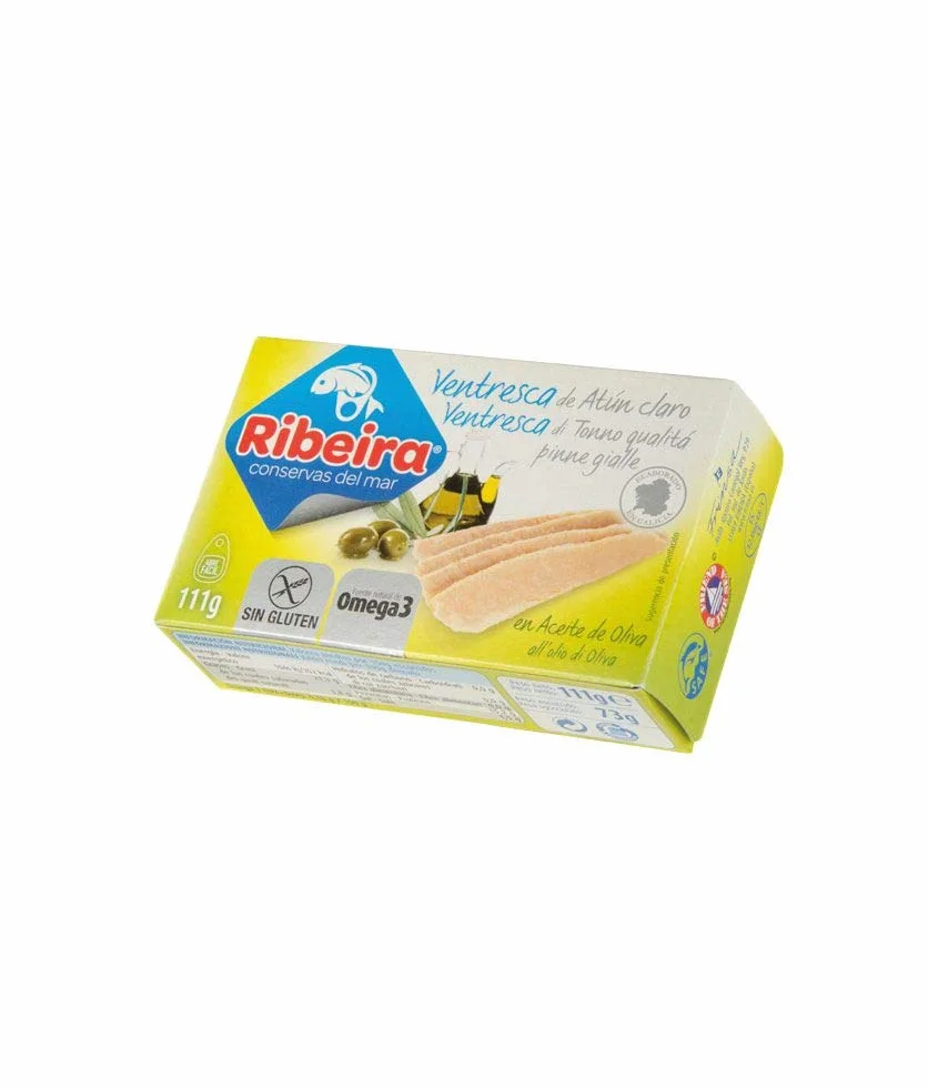 VENTRESCA DE ATUN EN ACEITE DE OLIVA RIBEIRA 111 GR (10 UNIDADES)