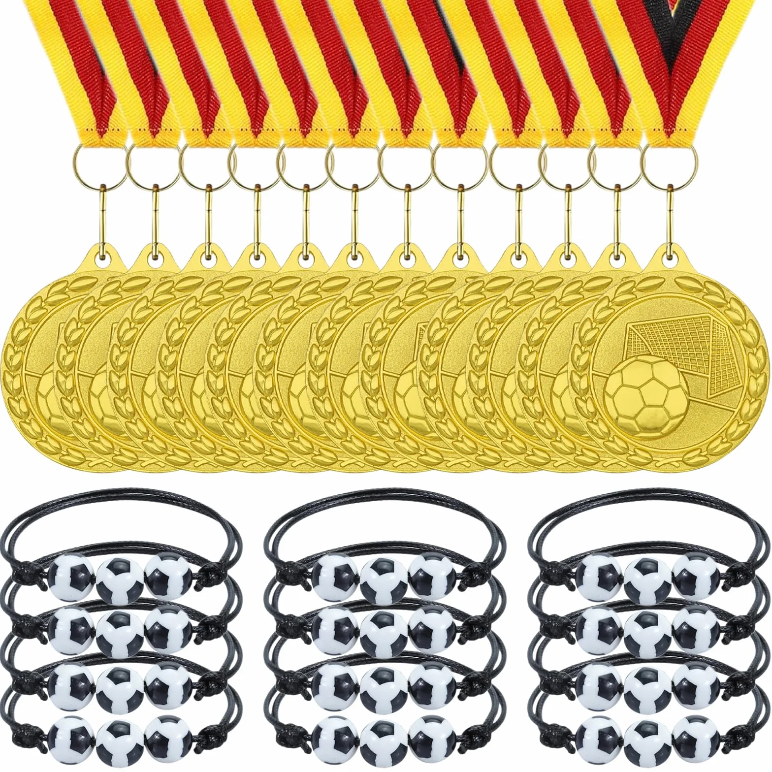 Medallas de Fútbol 12 piezas Pulseras de Fútbol Regalos de Fiesta para Niños Niñas
