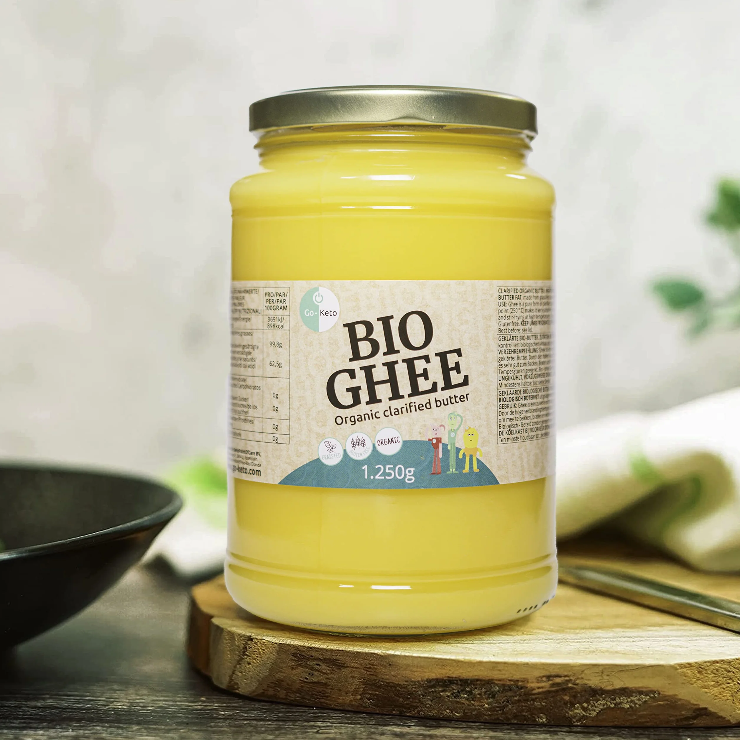 Go-Keto BIO Ghee 1250g Mantequilla clarificada certificada Ayurveda cetogénica Sin lactosa sin gluten Low Carb