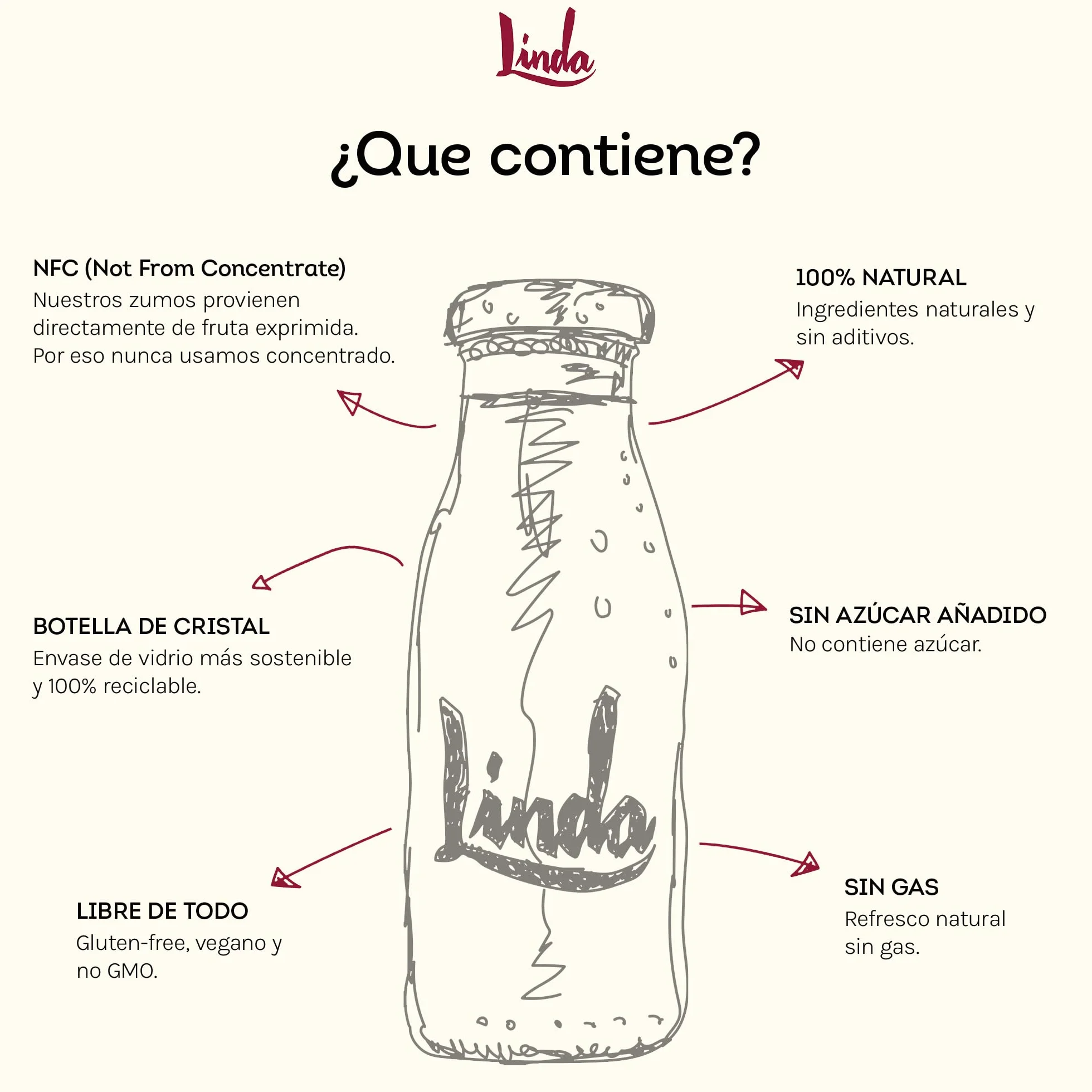LINDA - Limón + Jengibre Pack 12 Uds x 200 ml, Limonada Endulzada con Agave, Rico en Vitamina C, 100% Natural y Vegano, Aporte Energía, Propiedades Antioxidantes y Depurativas, sin Gas