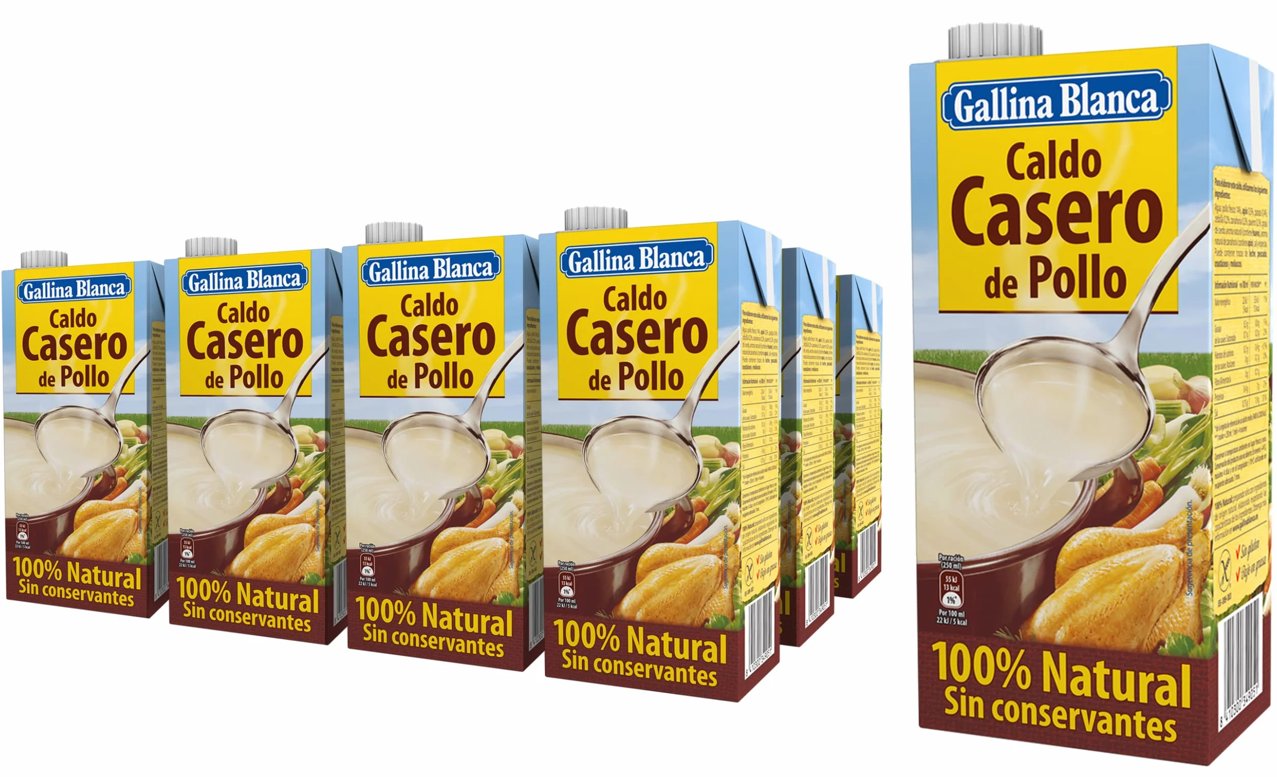 Gallina Blanca - Caldo casero de pollo - 100% natural - Pack 12 litros