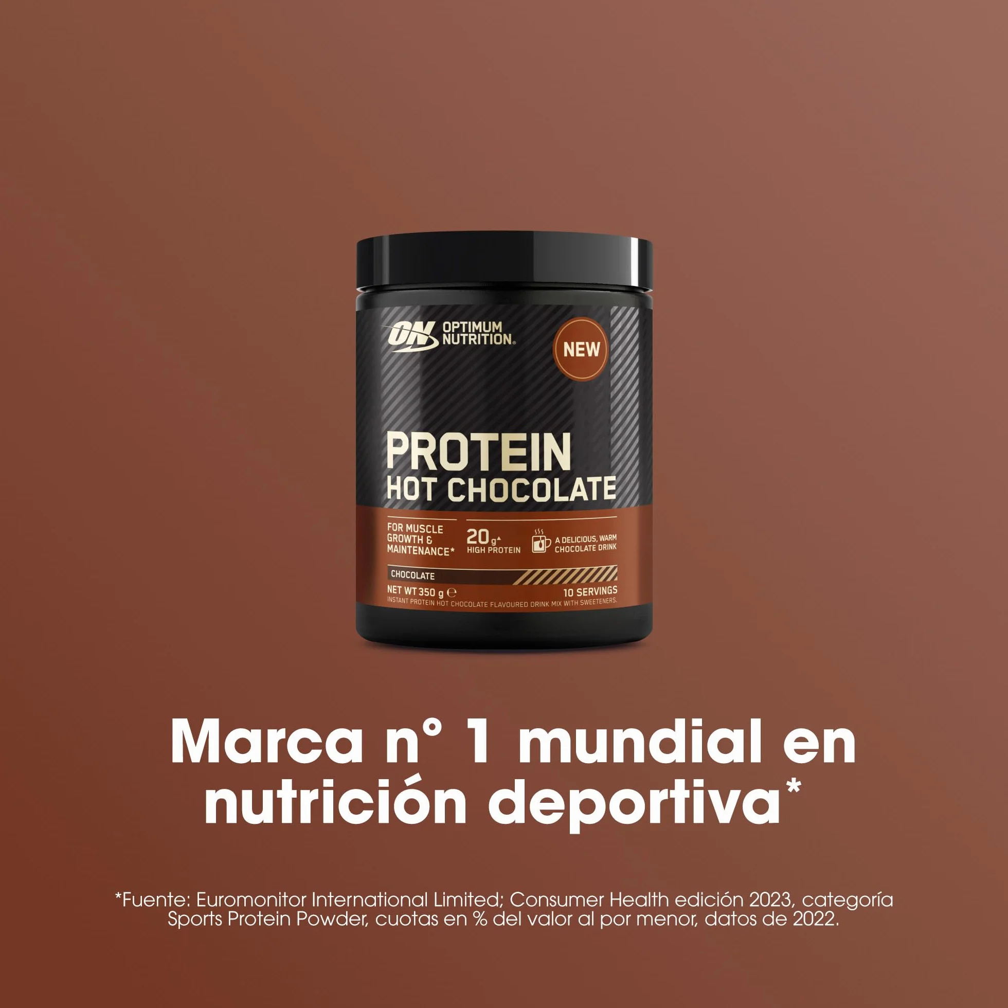 Optimum Nutrition Chocolate Caliente Proteico en Polvo, Sabor Chocolate, 350g, 10 Servicios