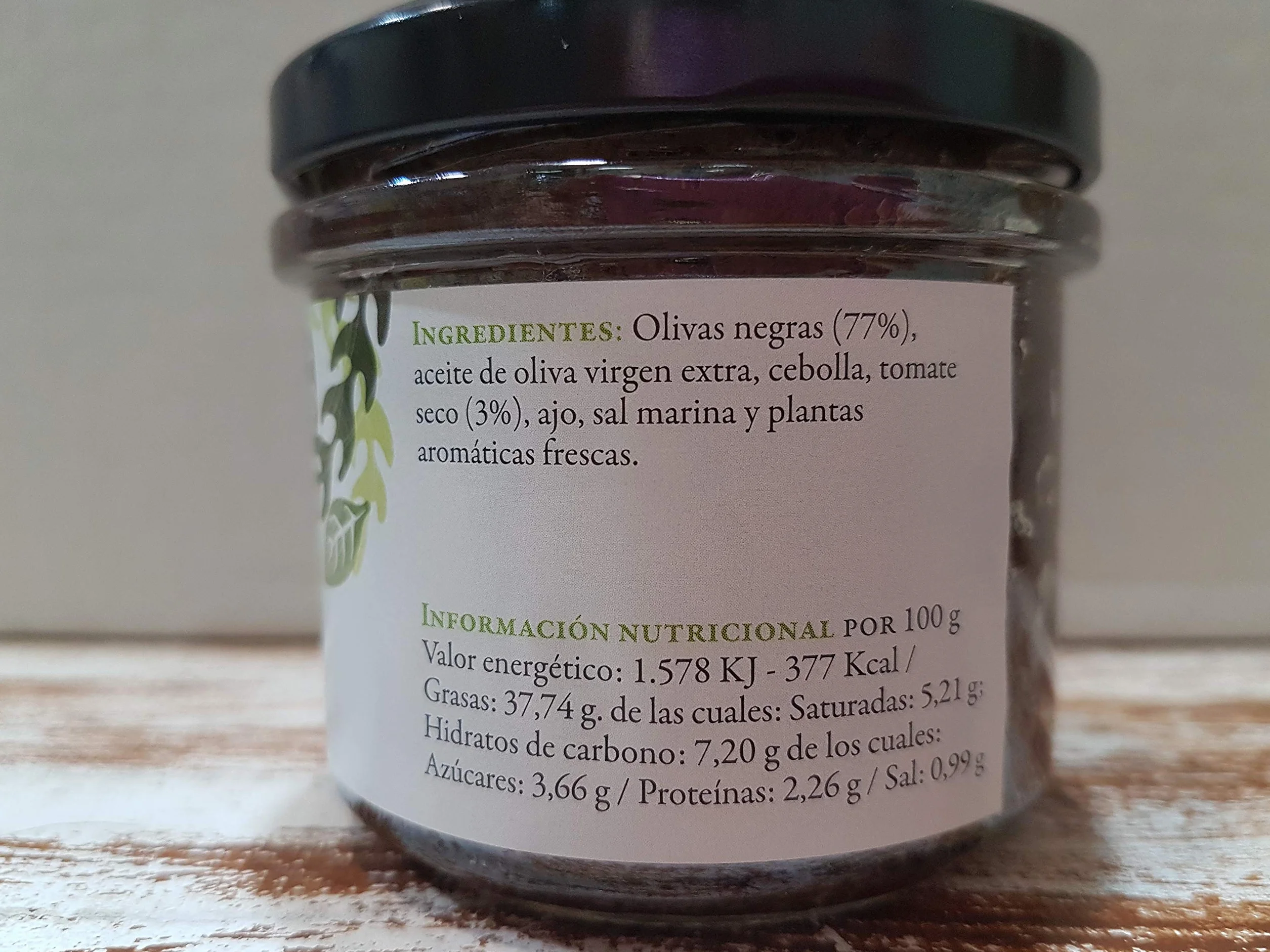 Paté Vegetal de Olivas Negras con Tomate seco