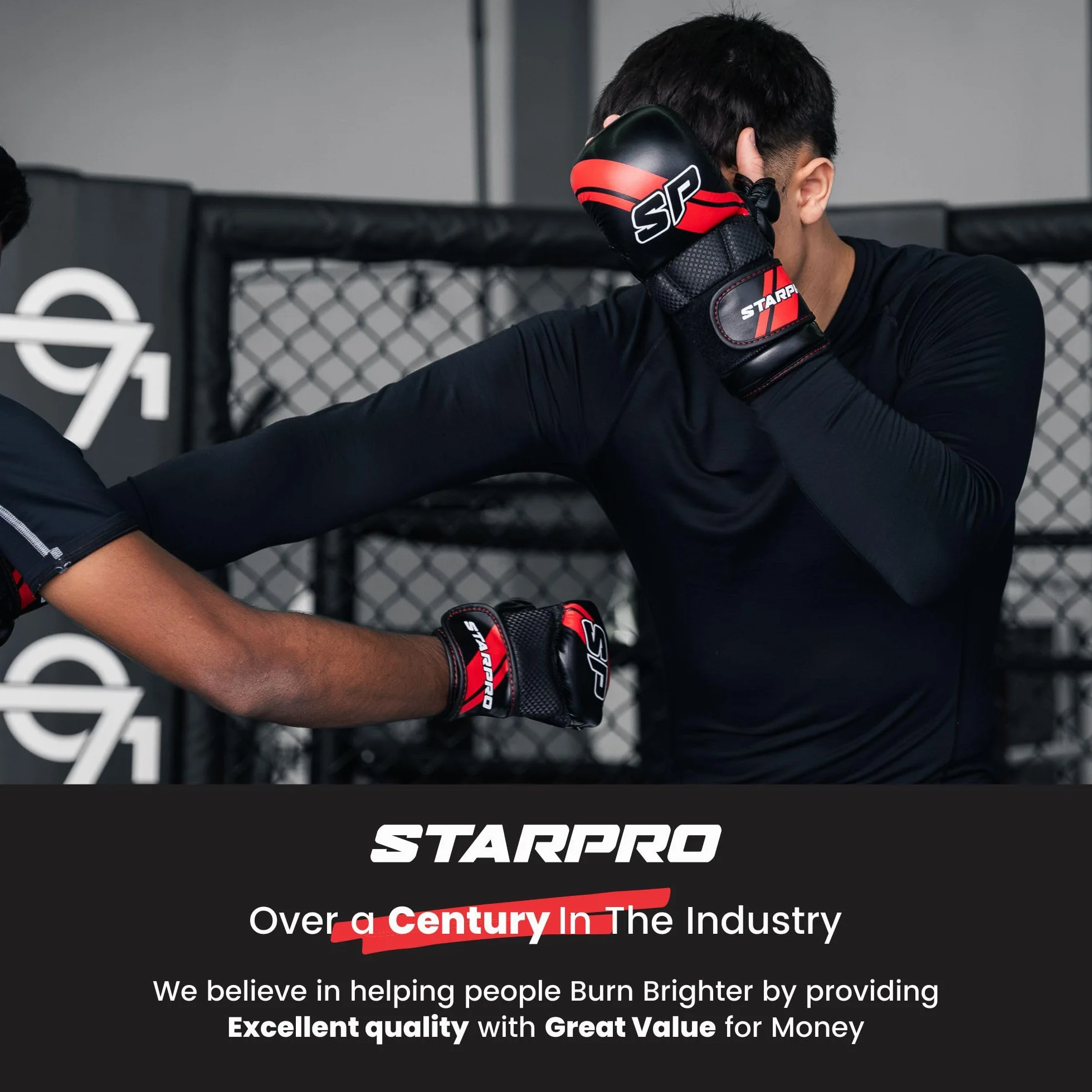Starpro Star Guantes MMA Cuero PU Blanco y Negro Sparring Entrenamiento Combate Muay Thai Kickboxing