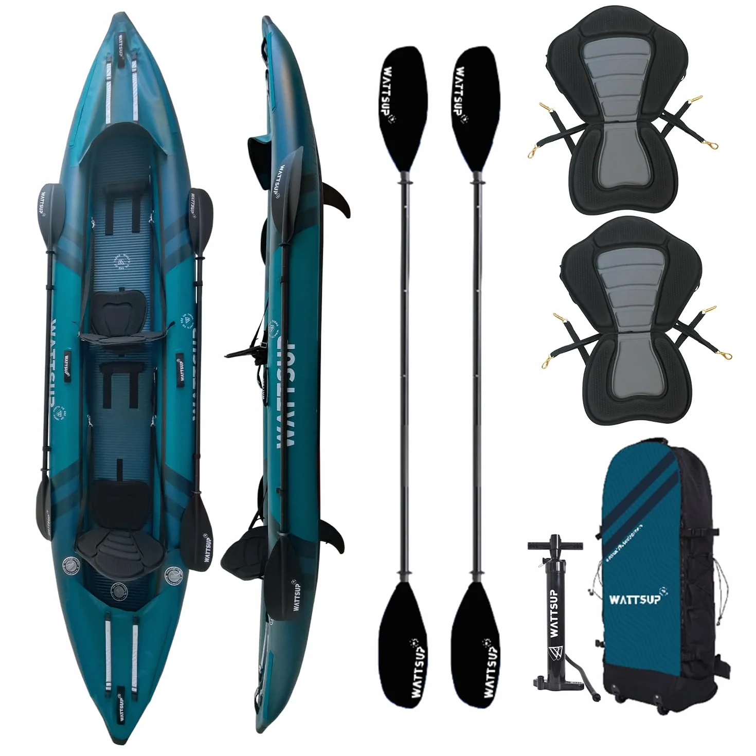 Wattsup Kayak Inflable 2 Plazas 410 cm x 85 cm PVC Laminado Dropstitch Pack Completo 220 kg