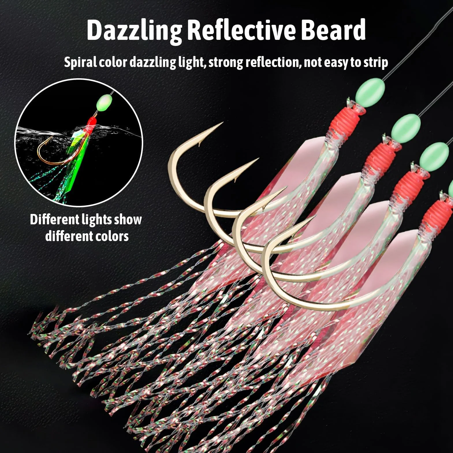 Set de 30 Aparejos de Plumas de Caballa con Ganchos, Cuentas Luminosas y Señuelos Biónicos