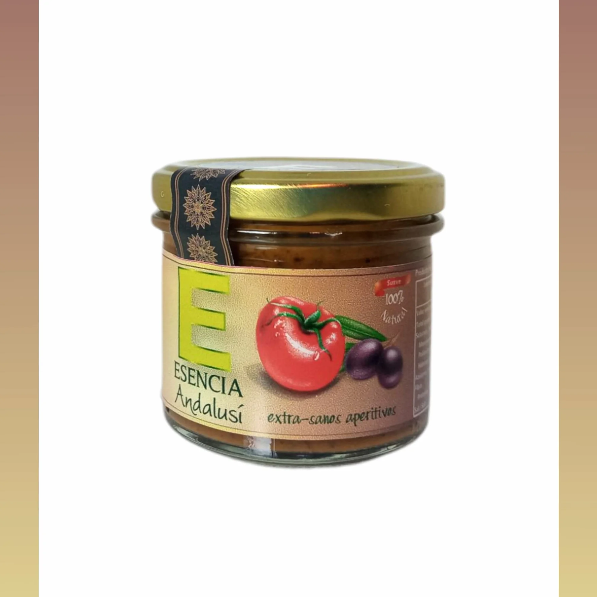 Tapenade Aceituna Negra con Tomate 110gr Esencia Andalusí, Paté artesano de Aceitunas con Tomate y Aceite Oliva Virgen Extra
