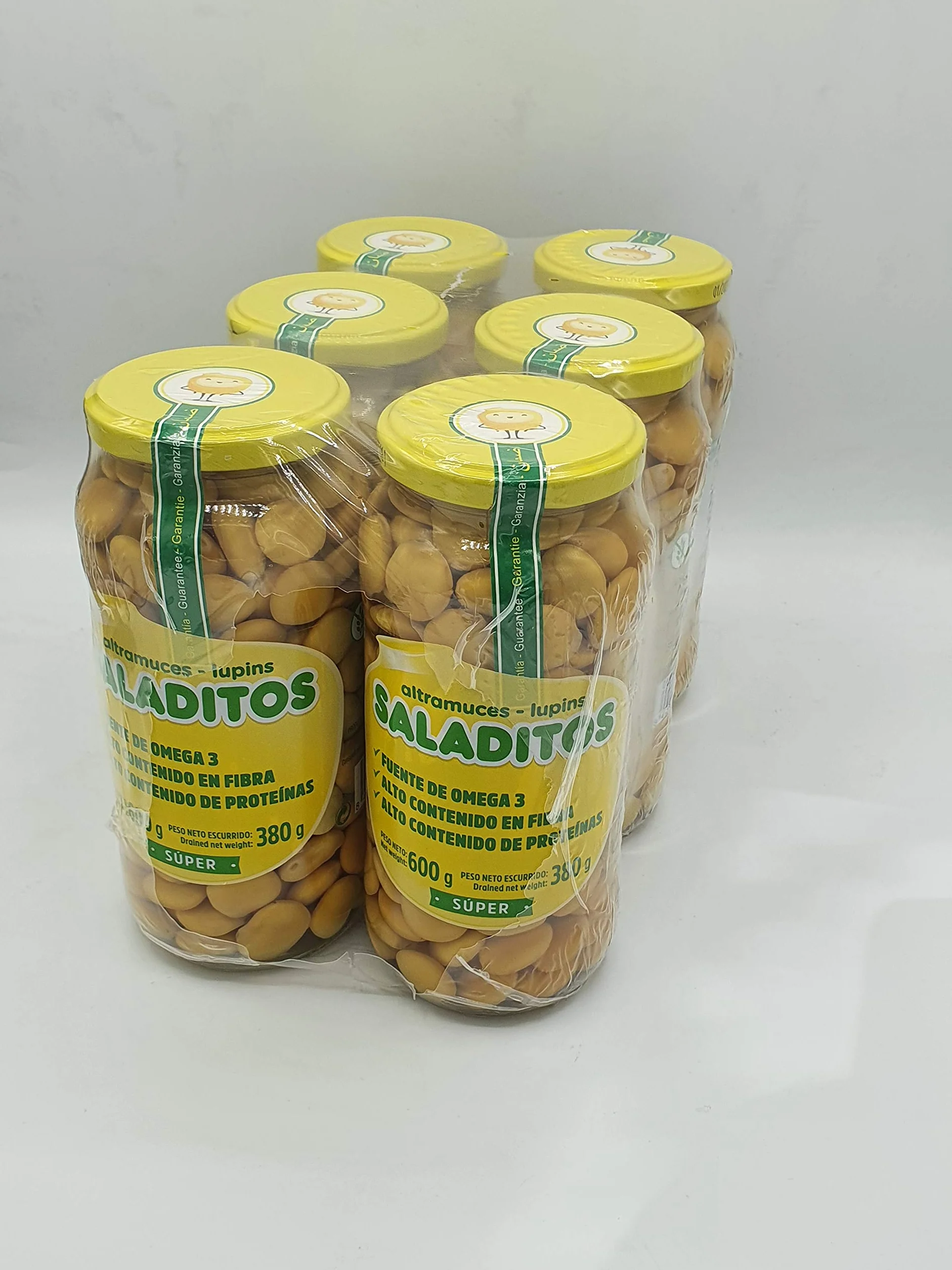 Saladitos Bote Cristal Altramuces (pack 6 Ud), Sal Marina, 3600 Gramo
