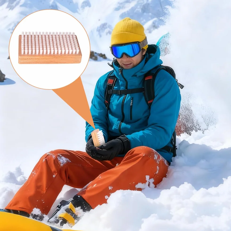 Cepillo de cera de snowboard de nailon, accesorio de limpieza y pulido