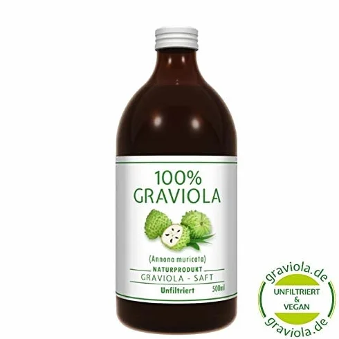 Jugo de Guanábana 6 x 500 ml, Sin Filtrar, Vegano, 100% Puré de Graviola