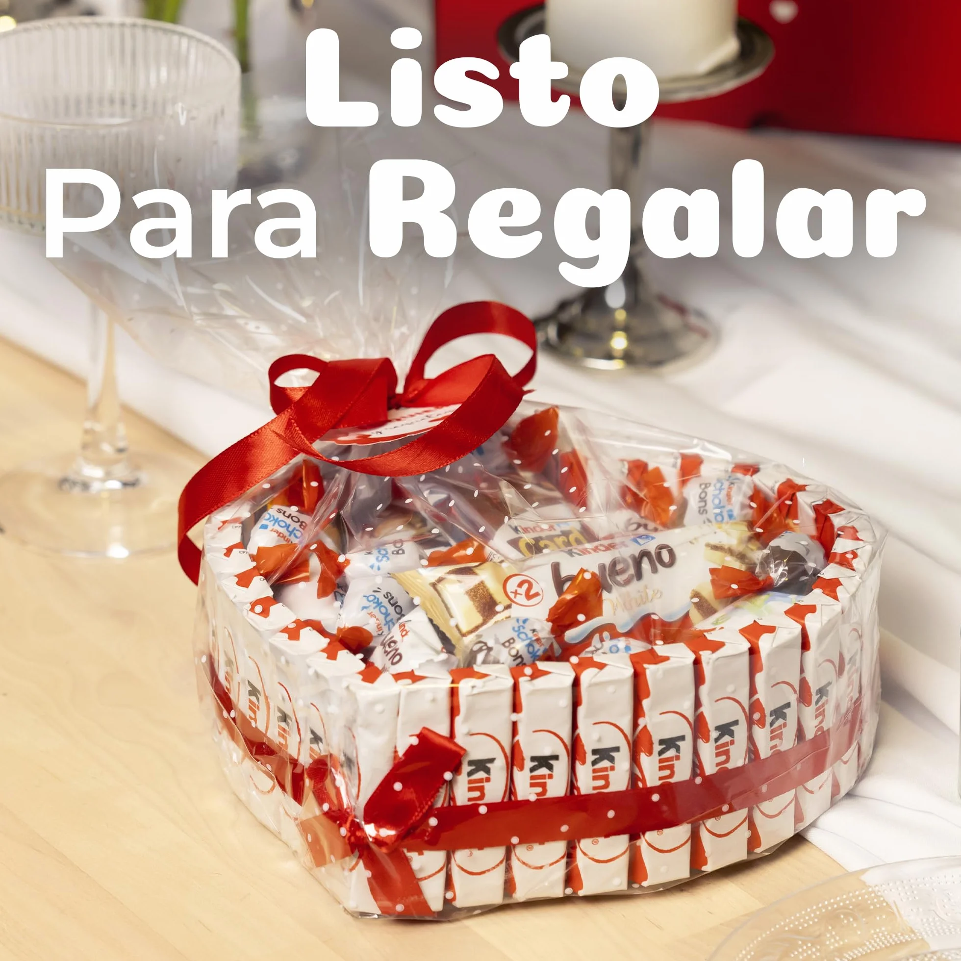 Onza Regalo Cesta día de la madre Chocolates Kinder Bueno pack Bombones Chocobons Happy Hippo Cards