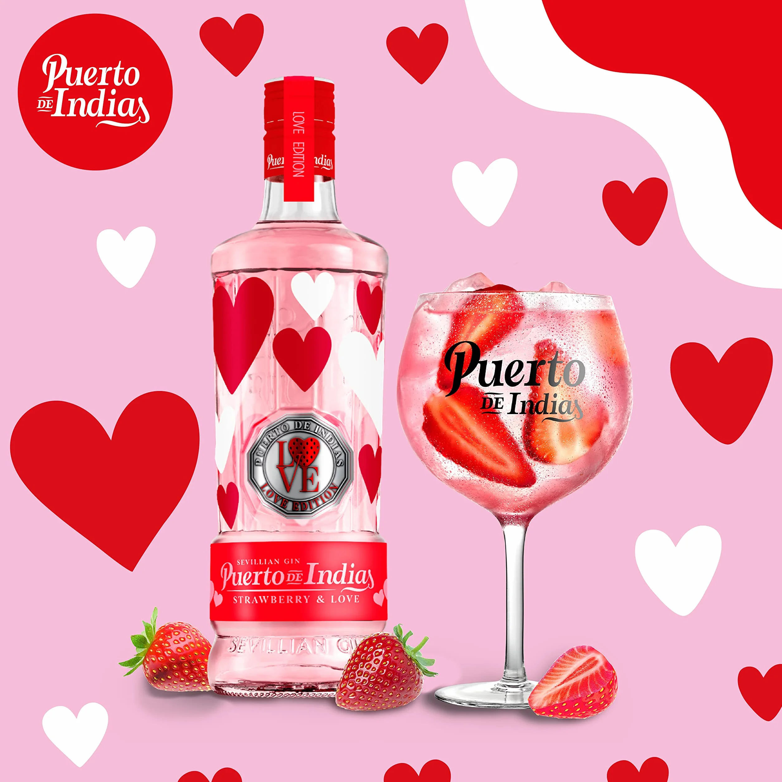 Puerto de Indias – Love Edition – Ginebra de Fresa Premium – Strawberry Premium Gin – 70 cl – 37.5º