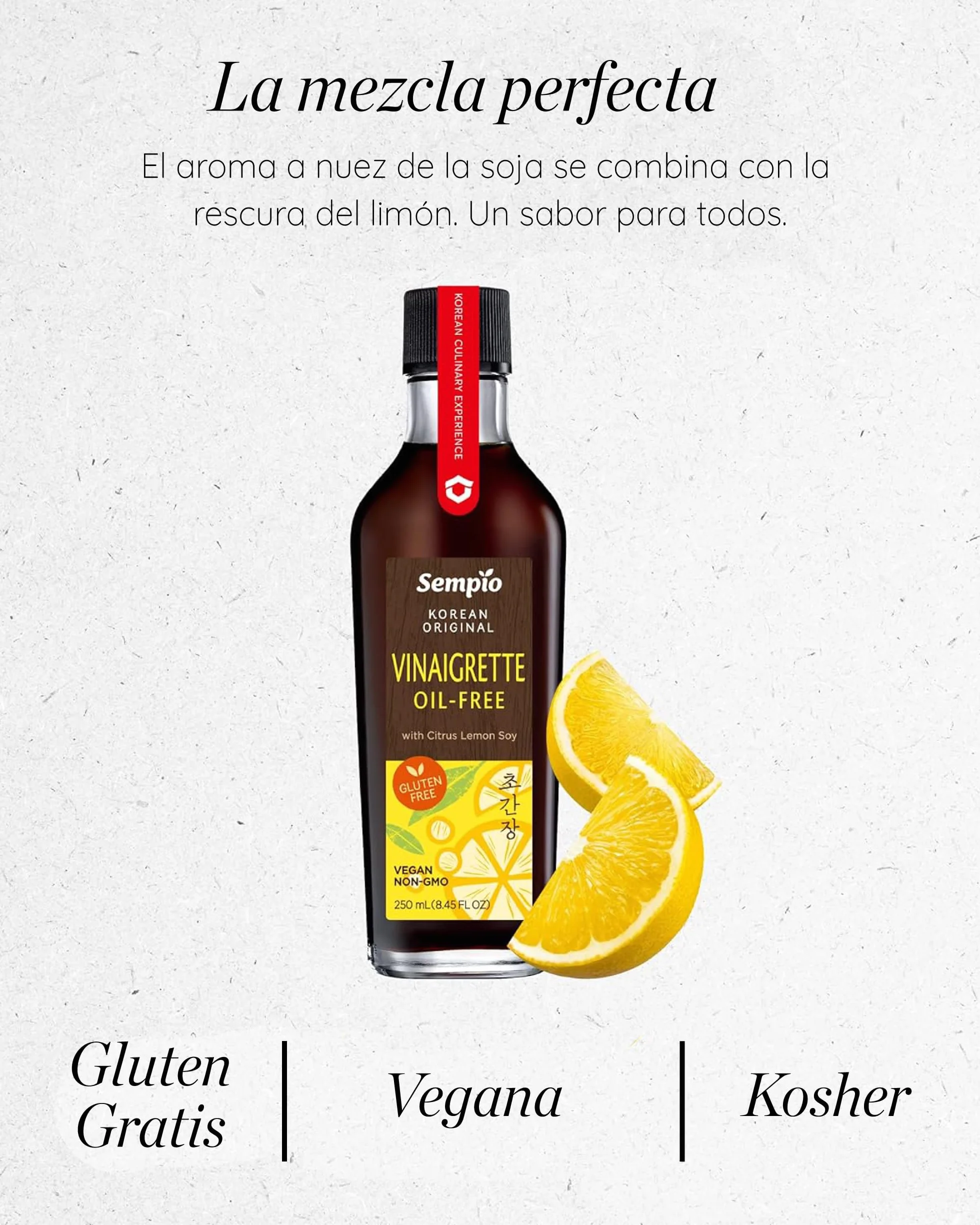 SEMPIO Vinagreta sin Aceite Sempio con Limón Cítrico de Soja - Aderezo Versátil y Picante para Ensaladas, Mojar y Más Auténtica Salsa Coreana Vegana, No Transgénica, Reducida en Sal - 1 x 250 ml