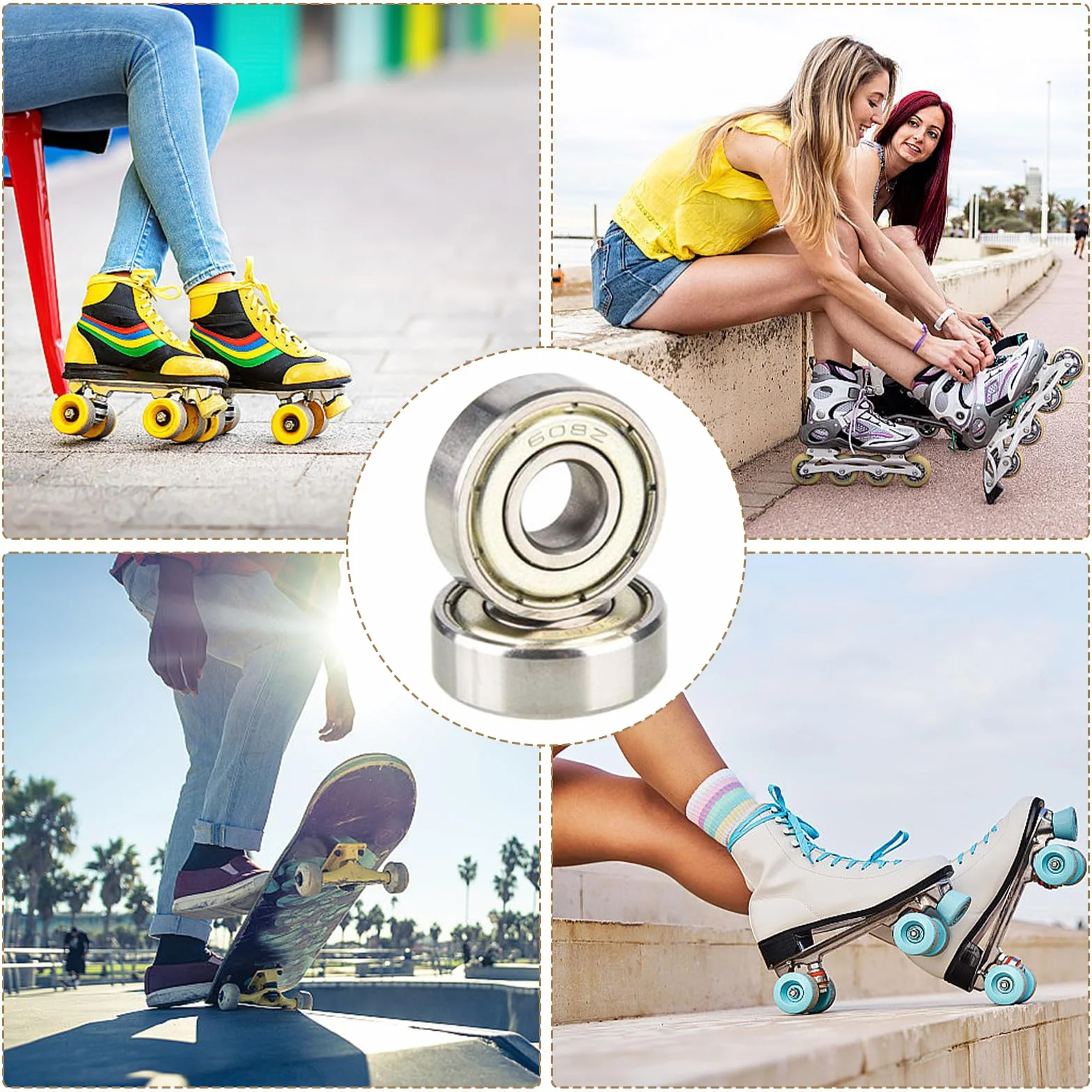 Rodamientos Metálicos 608ZZ para Monopatín Patines Longboard Fidget Spinner 40 Piezas Plateado